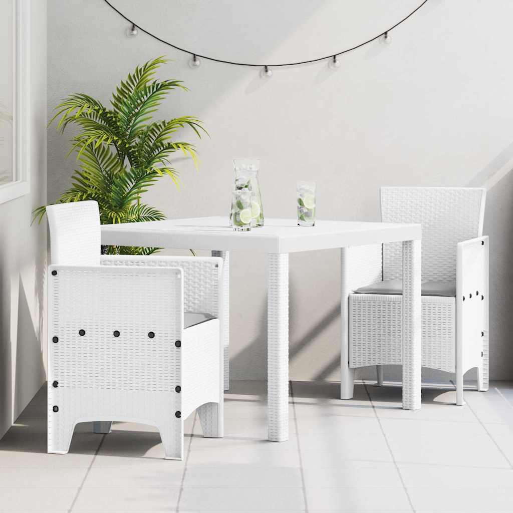 Tuin Eetset 3 st Wit Polypropyleen