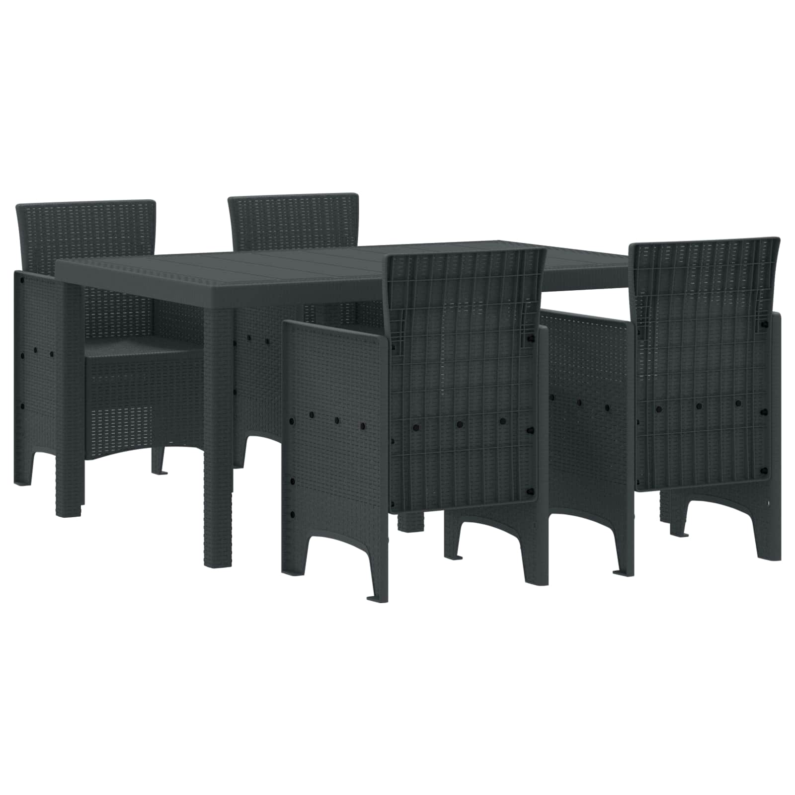 Tuin Eetset 5 pcs Antraciet Polt riet – afbeelding 1