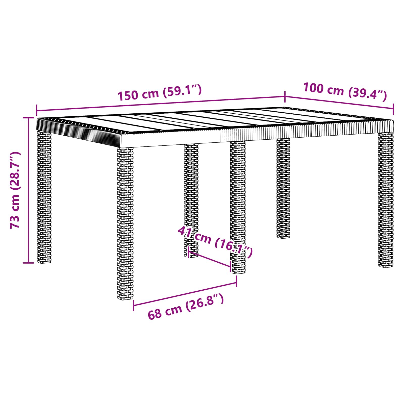 Tuin Eetset 5 pcs Antraciet Polt riet – afbeelding 4
