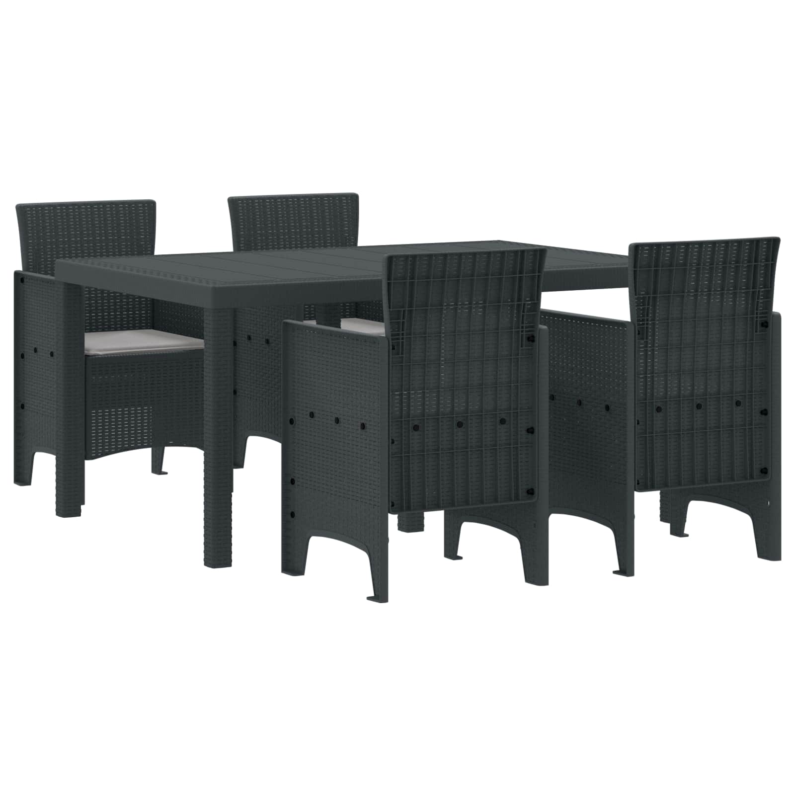 Tuin Eetset 5 pcs Antraciet Polt riet – afbeelding 1