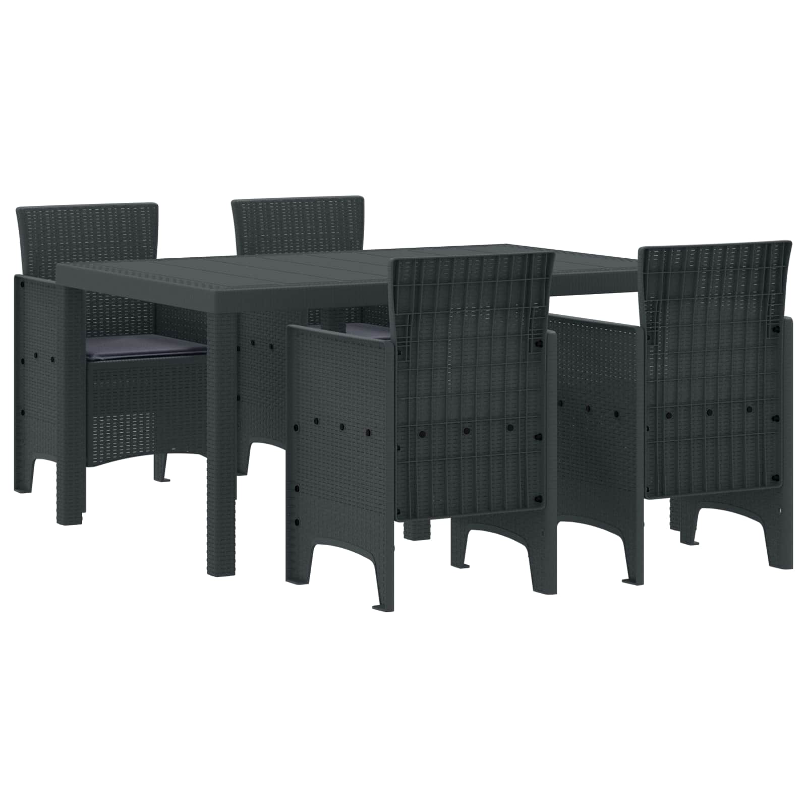 Tuin Eetset 5 pcs Antraciet Polt riet – afbeelding 1