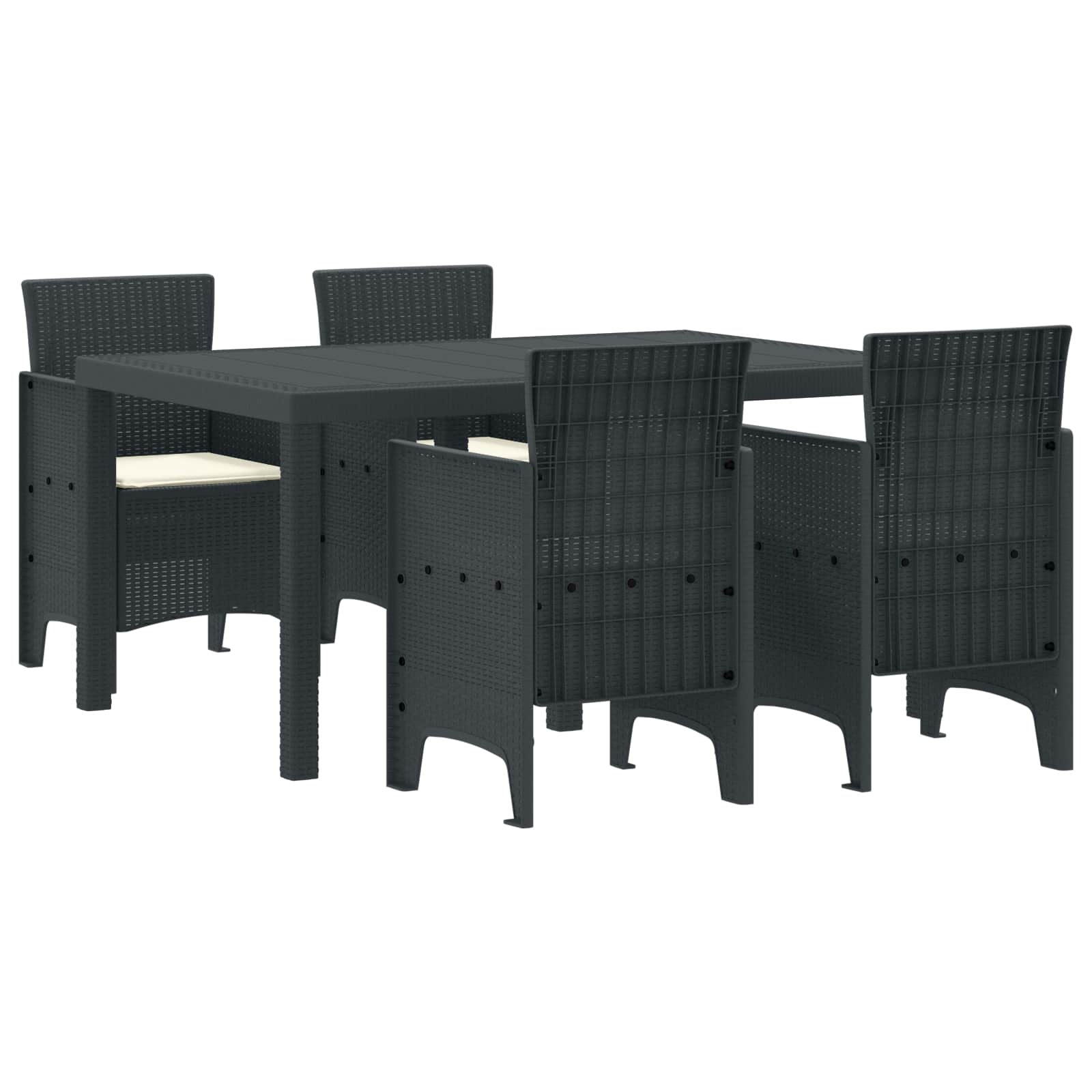 Tuin Eetset 5 pcs Antraciet Polt riet – afbeelding 1
