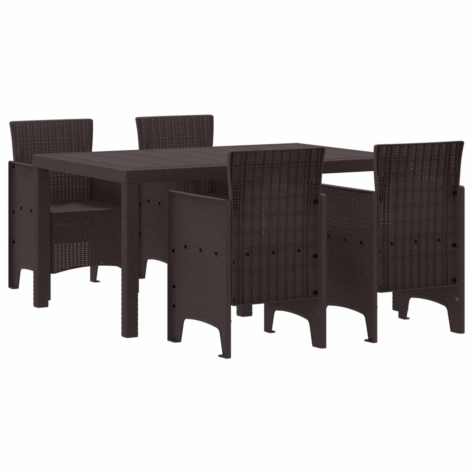 Tuin Eetset 5 pcs Bruin Polt riet