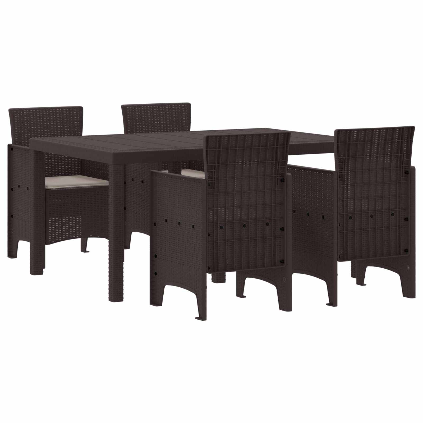 Tuin Eetset 5 pcs Bruin Polt riet – afbeelding 1