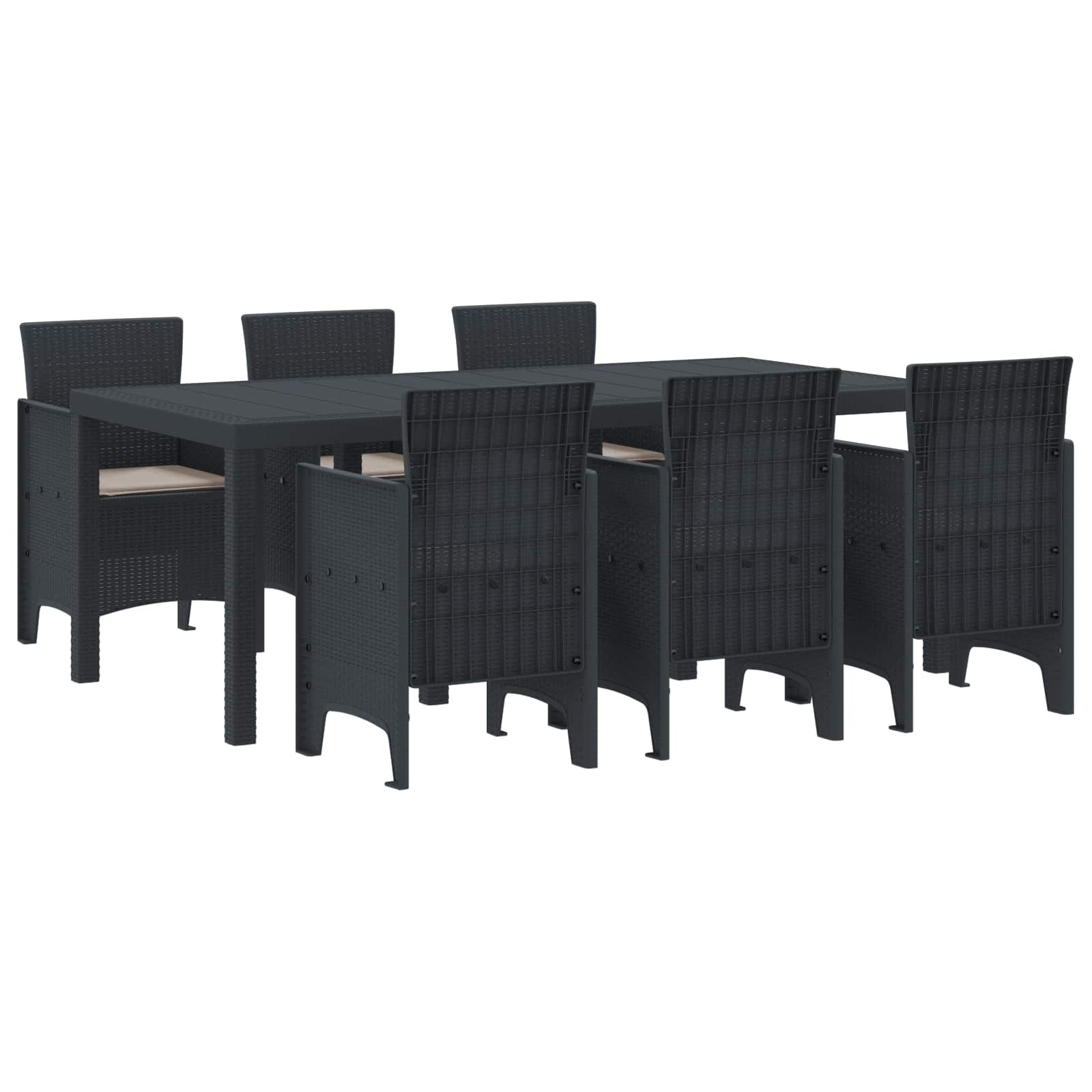 Tuin eettafelset 7 pcs Antracietkleurig Polypropyleen