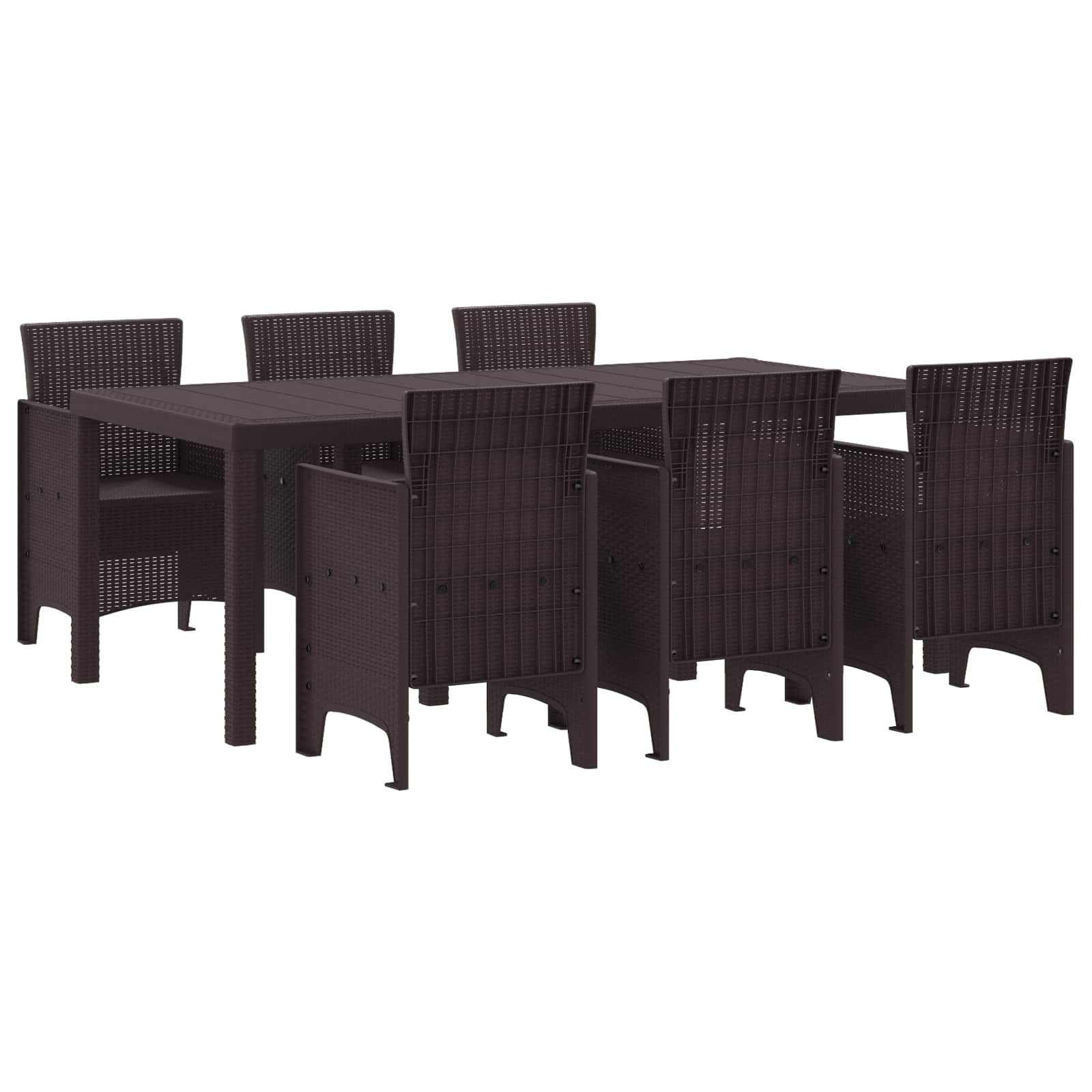 Tuin eettafelset 7 pcs Bruin Polypropyleen
