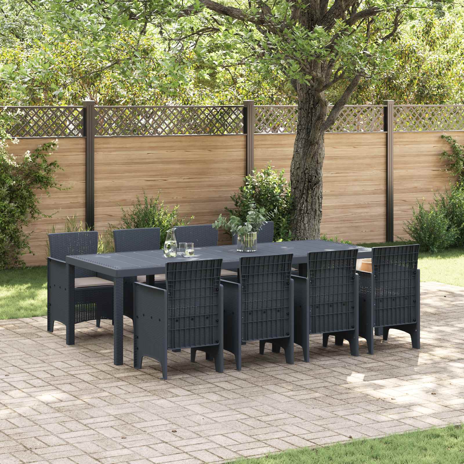 Tuin Eetset 9 pcs Antraciet Polypropyleen – afbeelding 1