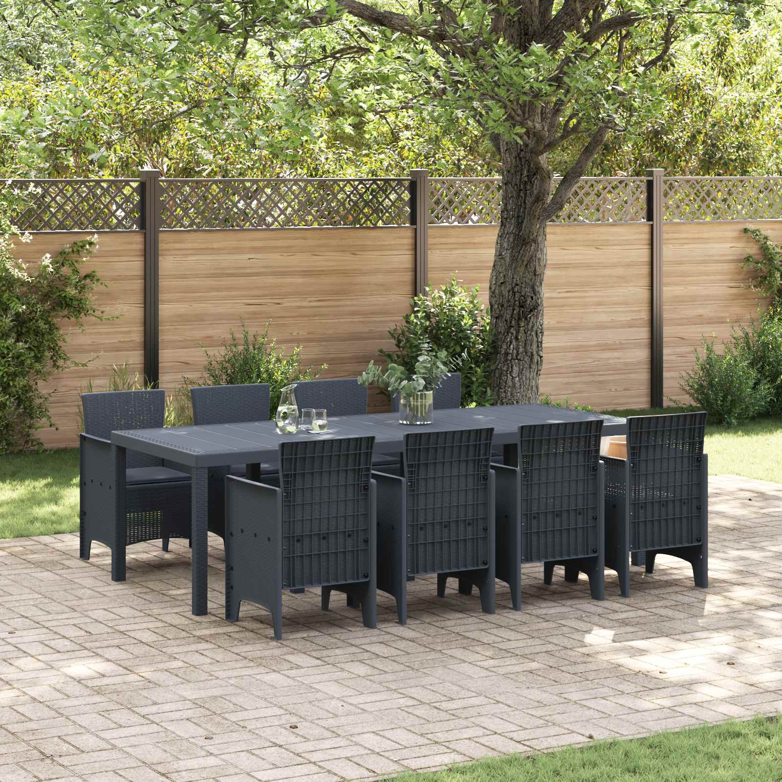 Tuin Eetset 9 pcs Antraciet Polypropyleen – afbeelding 1