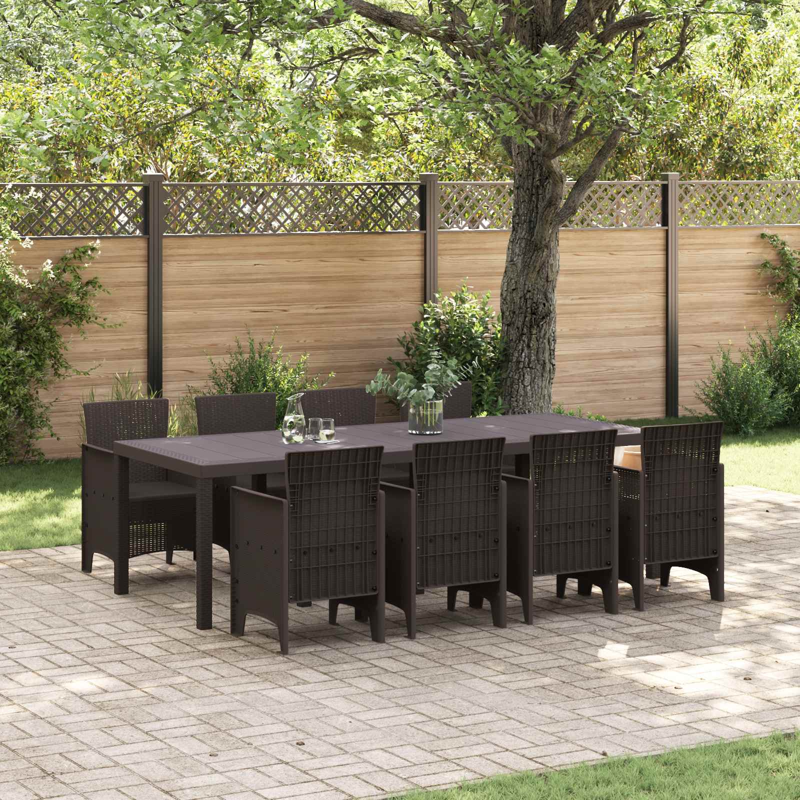 Tuin Eetset 9 pcs Bruin Polypropyleen – afbeelding 1