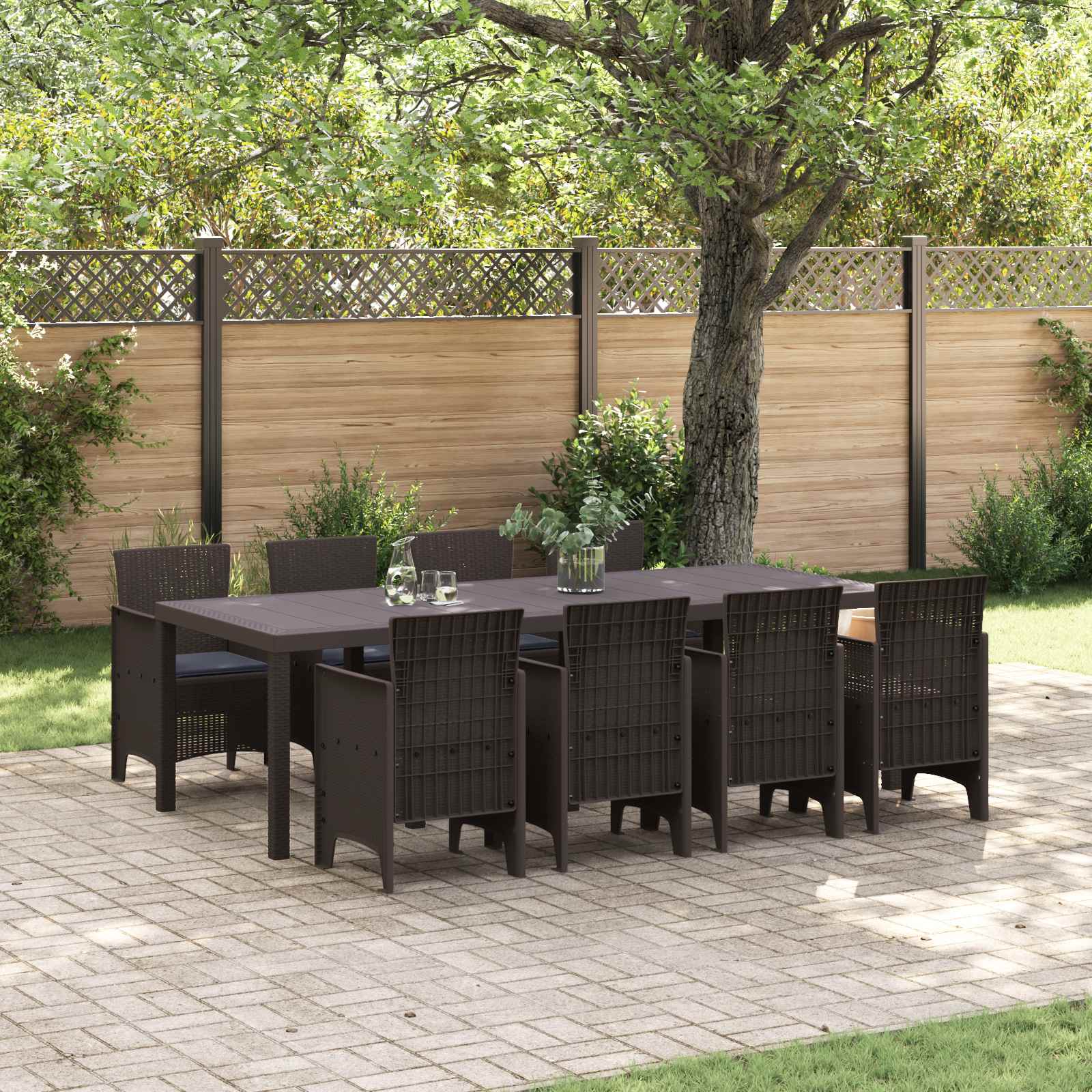 Tuin Eetset 9 pcs Bruin Polypropyleen – afbeelding 1