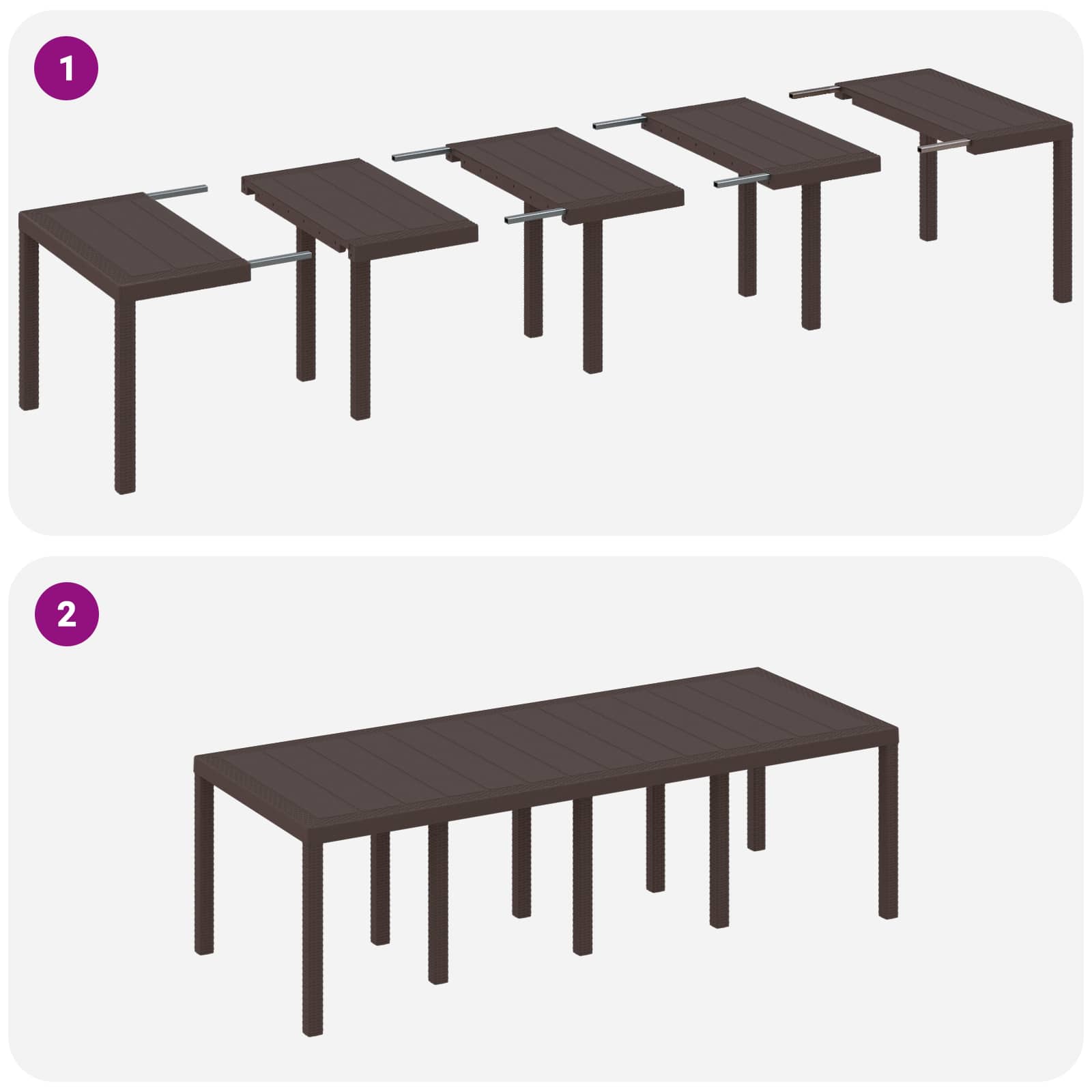 Tuin Eetset 9 pcs Bruin Polypropyleen – afbeelding 10