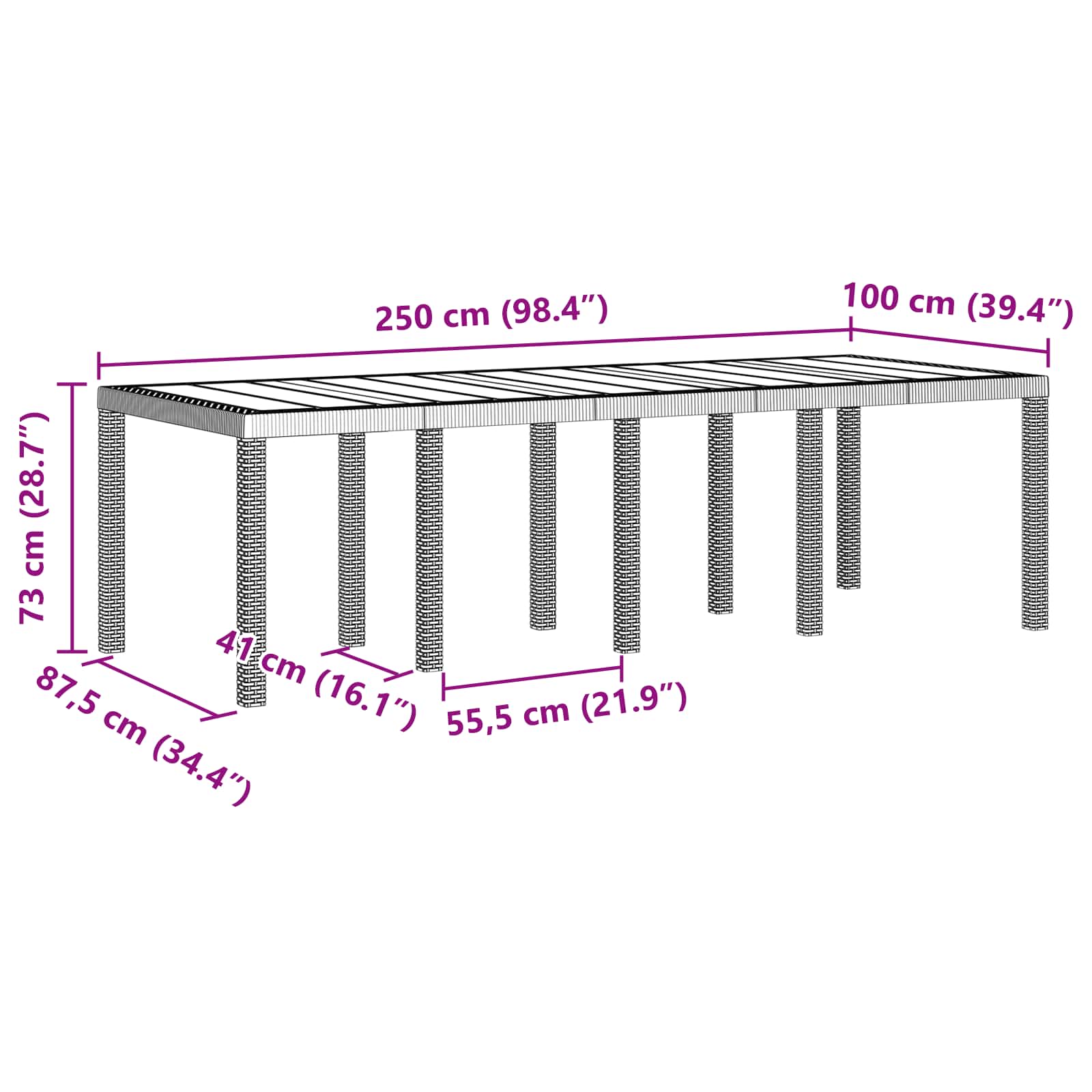 Tuin Eetset 9 pcs Bruin Polypropyleen – afbeelding 12