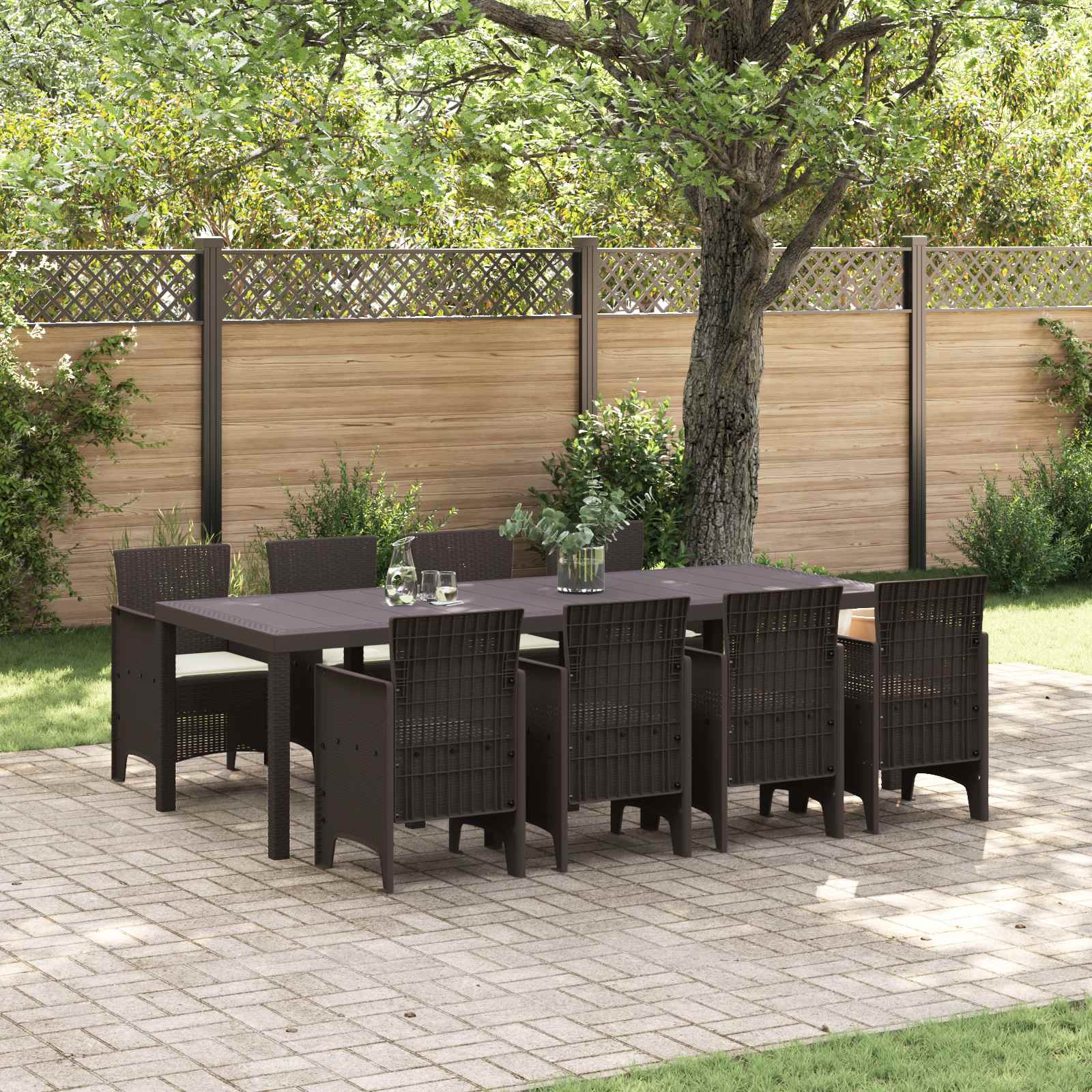 Tuin Eetset 9 pcs Bruin Polypropyleen – afbeelding 1
