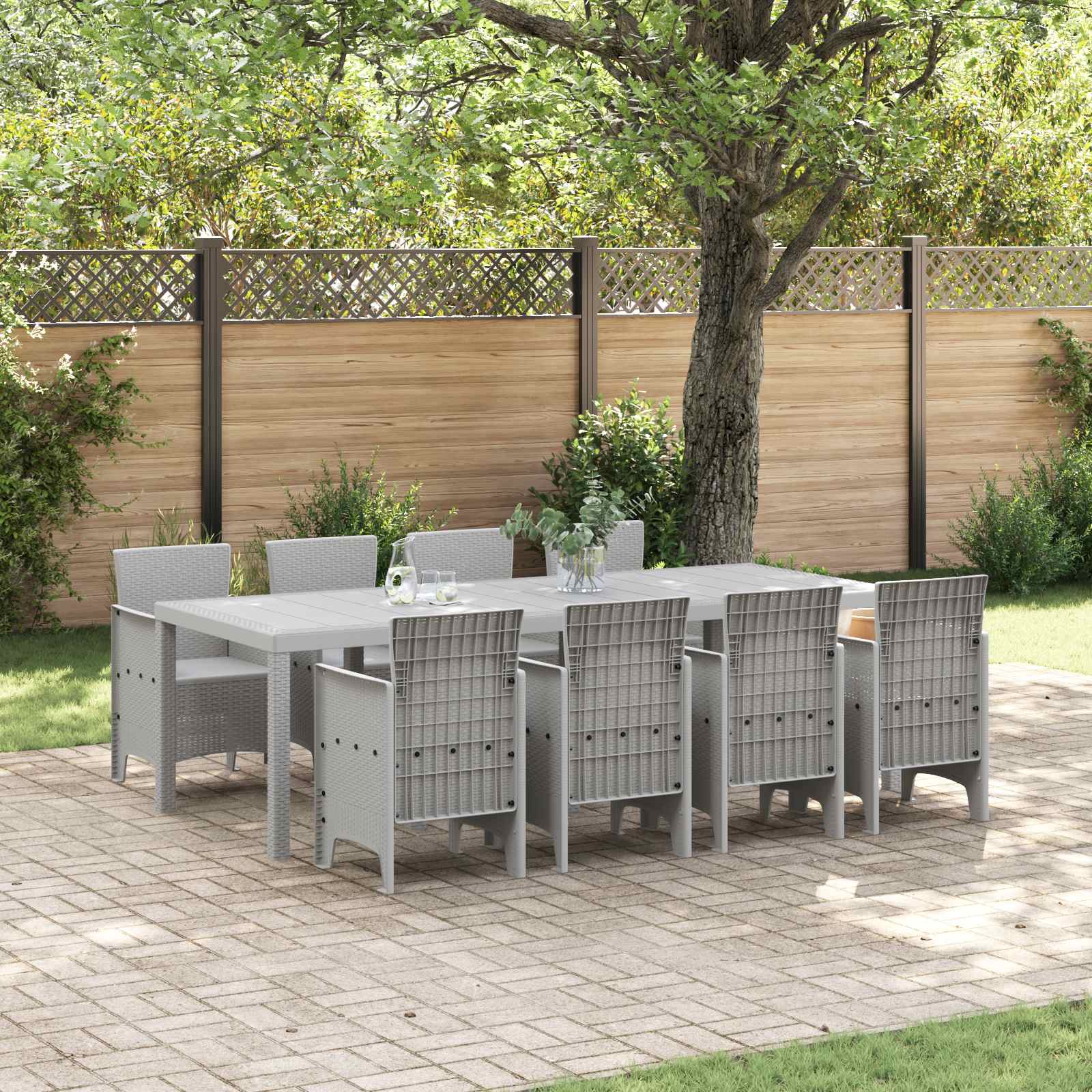 Tuin Eetset 9 st Wit Polypropyleen – afbeelding 1