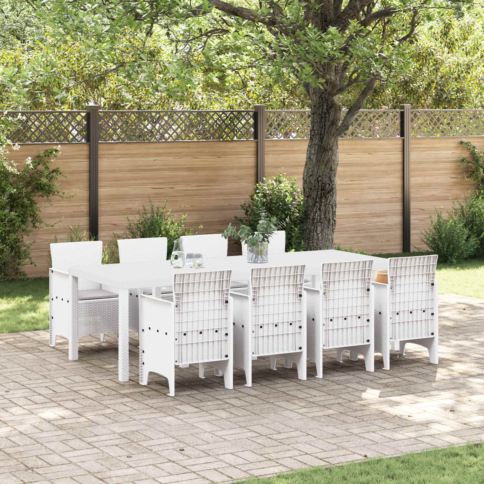 Tuin Eetset 9 st Wit Polypropyleen – afbeelding 1