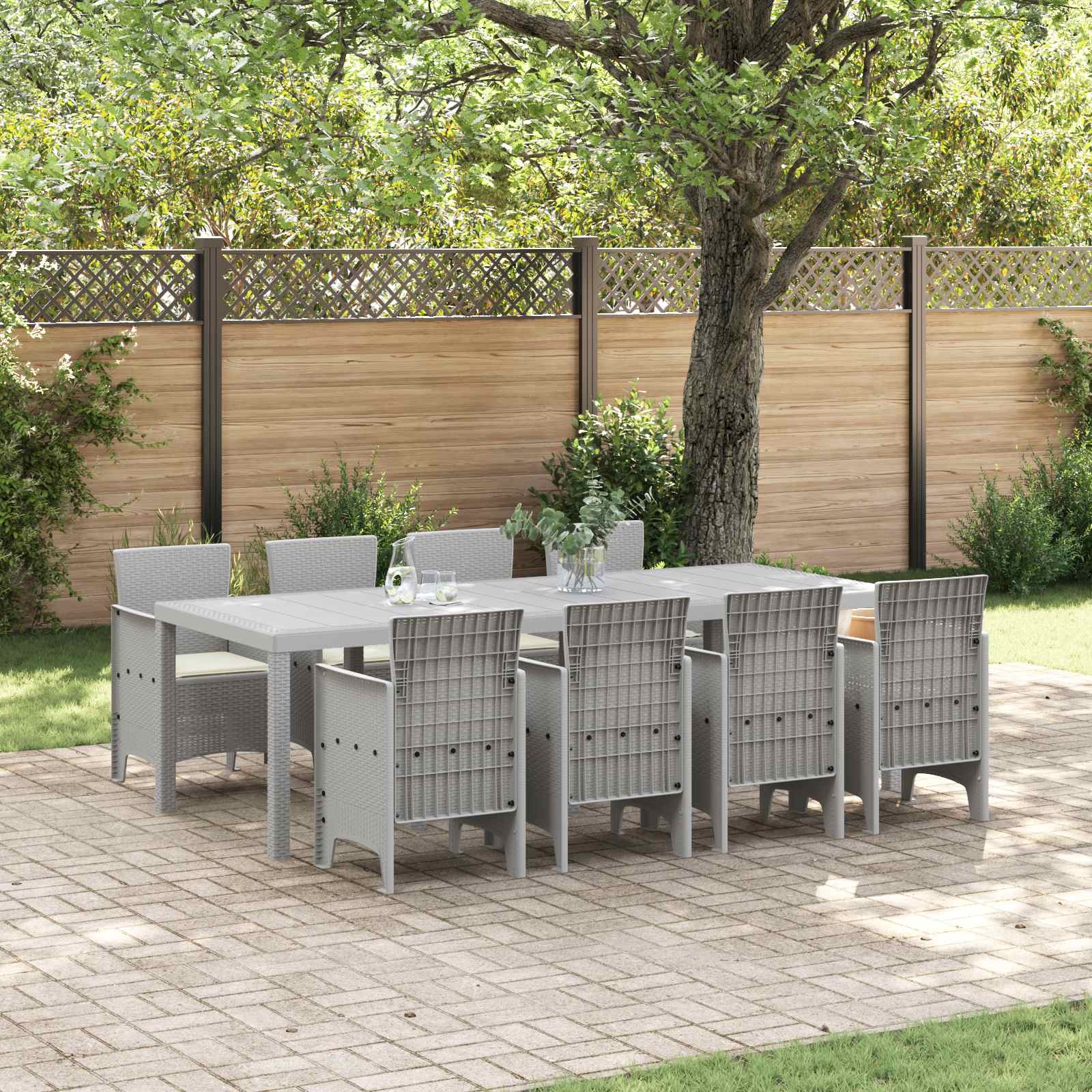Tuin Eetset 9 st Wit Polypropyleen – afbeelding 1