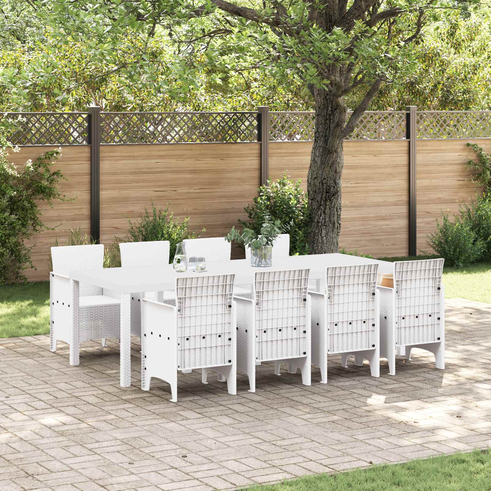 Tuin Eetset 9 st Lichtgrijs Polypropyleen – afbeelding 1