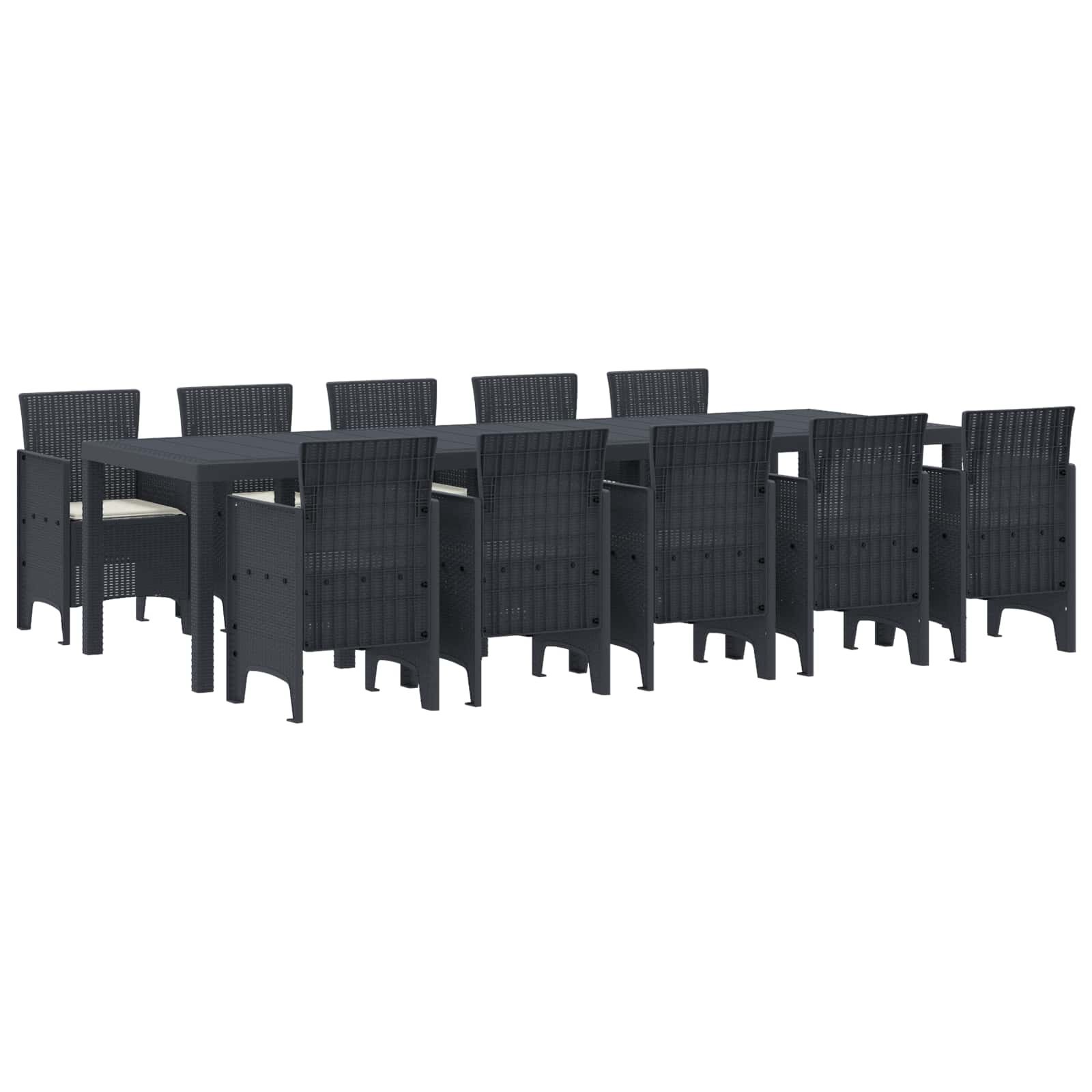 Tuin Eetset 11 pcs Antraciet en Crème Poly rattan en Aluminium – afbeelding 1