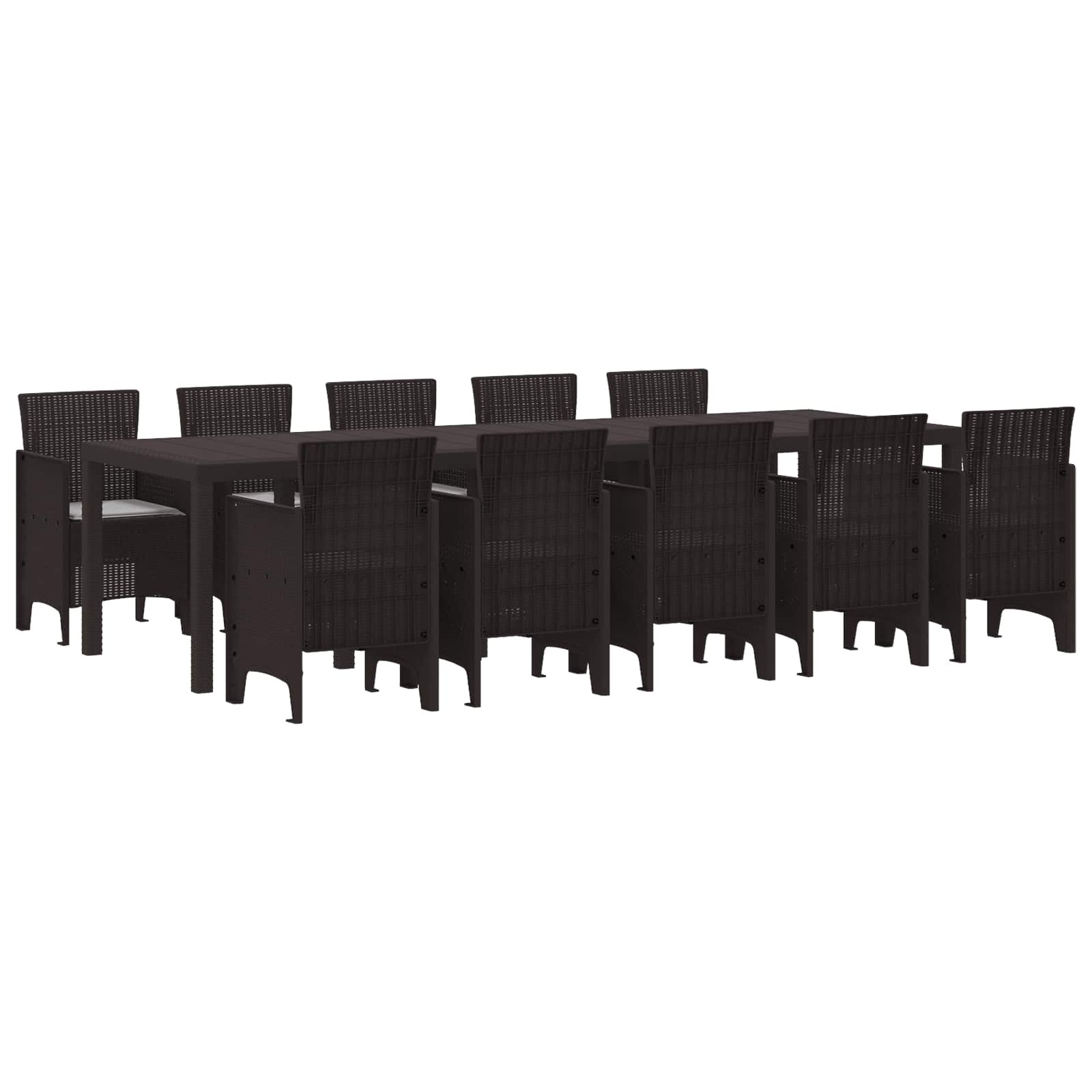 Tuin Eetset met kussen 11 pcs Bruin en Lichtgrijs Poly riet – afbeelding 1