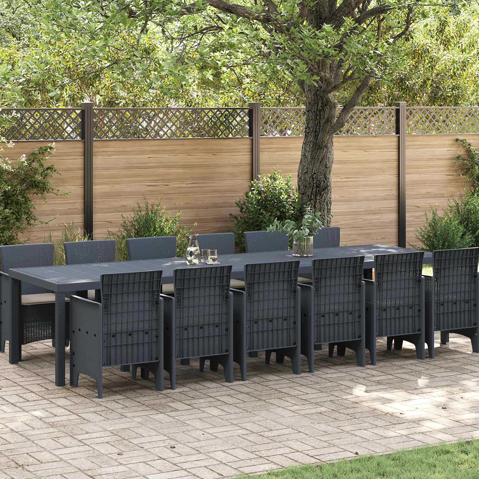 Tuin Eetset 13 pcs Antraciet Polt riet – afbeelding 1