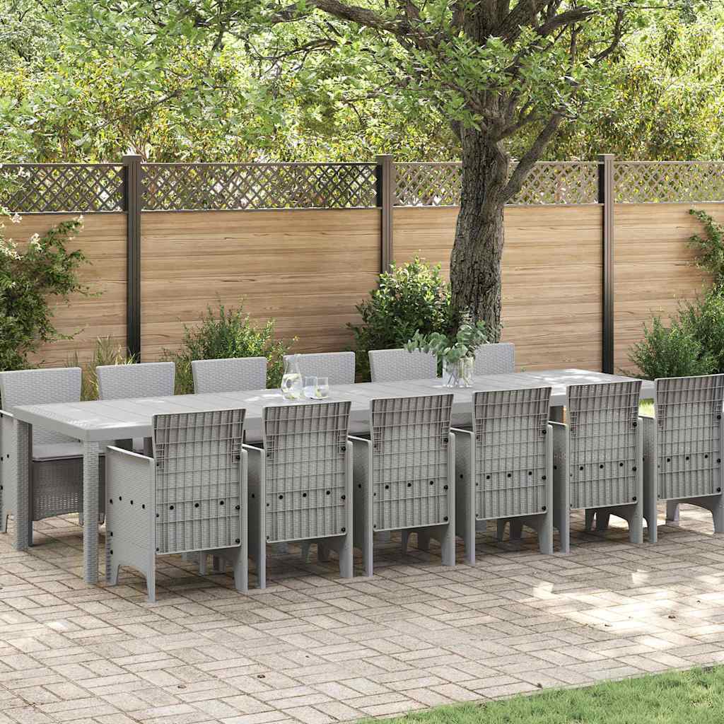Tuin Eetset 13 pcs Lichtgrijs Polt riet – afbeelding 1