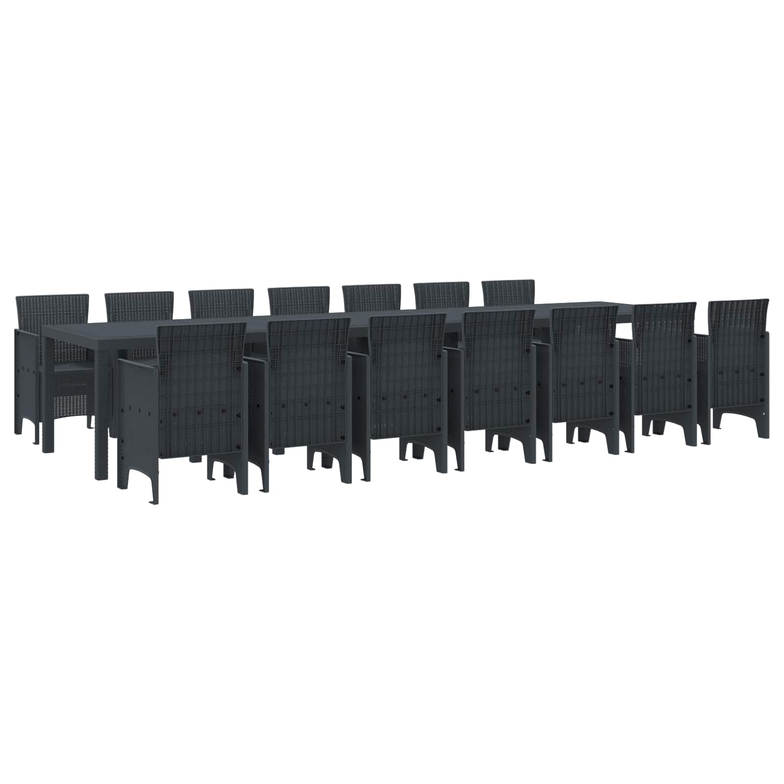 Tuin Eettafelset met kussens met kussen 15 pcs Antraciet PP – afbeelding 1
