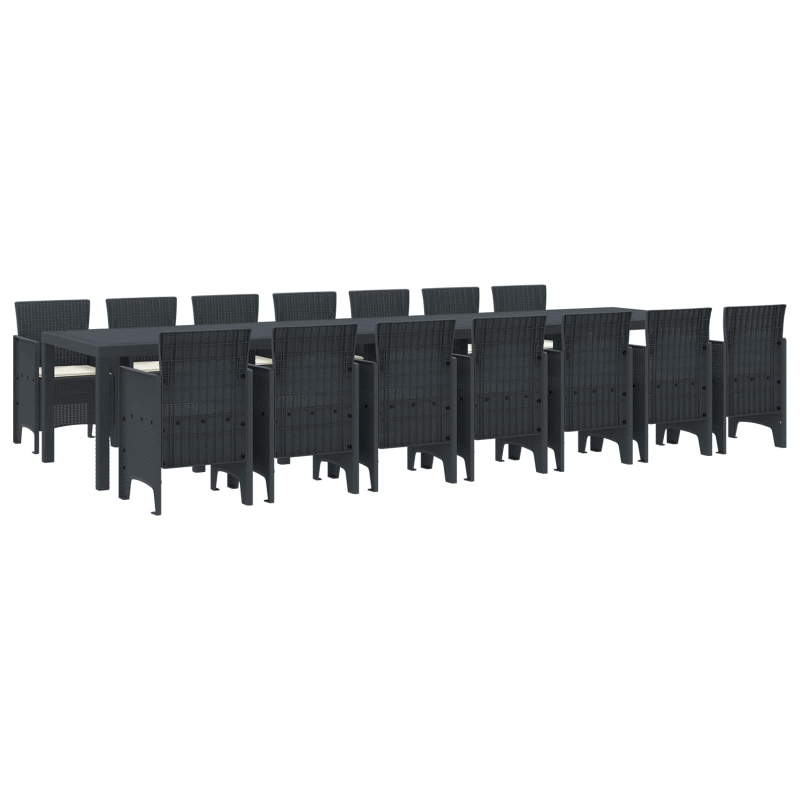 Tuin Eettafelset met kussens met kussen 15 pcs Antraciet PP – afbeelding 1