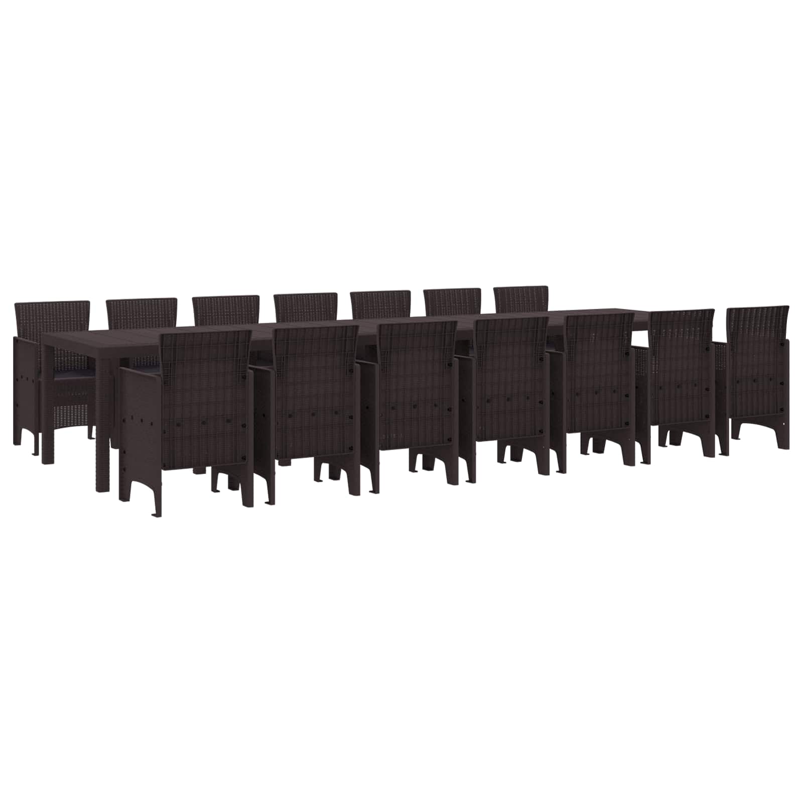 Tuin Eettafelset met kussens met kussen 15 pcs Bruin PP – afbeelding 1