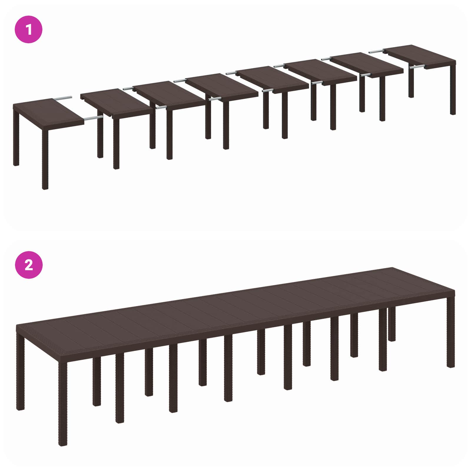 Tuin Eettafelset met kussens met kussen 15 pcs Bruin PP – afbeelding 10