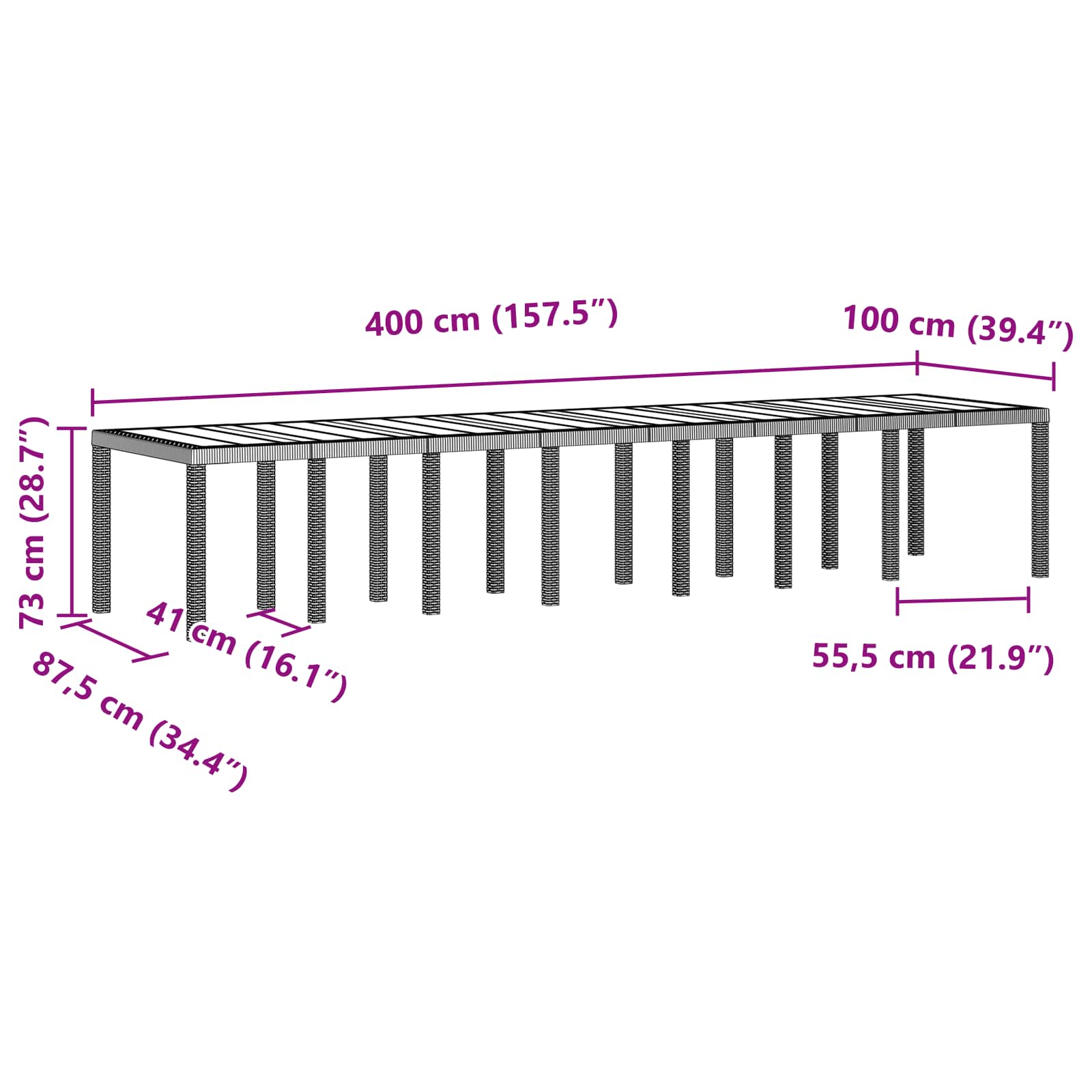 Tuin Eettafelset met kussens met kussen 15 pcs Bruin PP – afbeelding 12