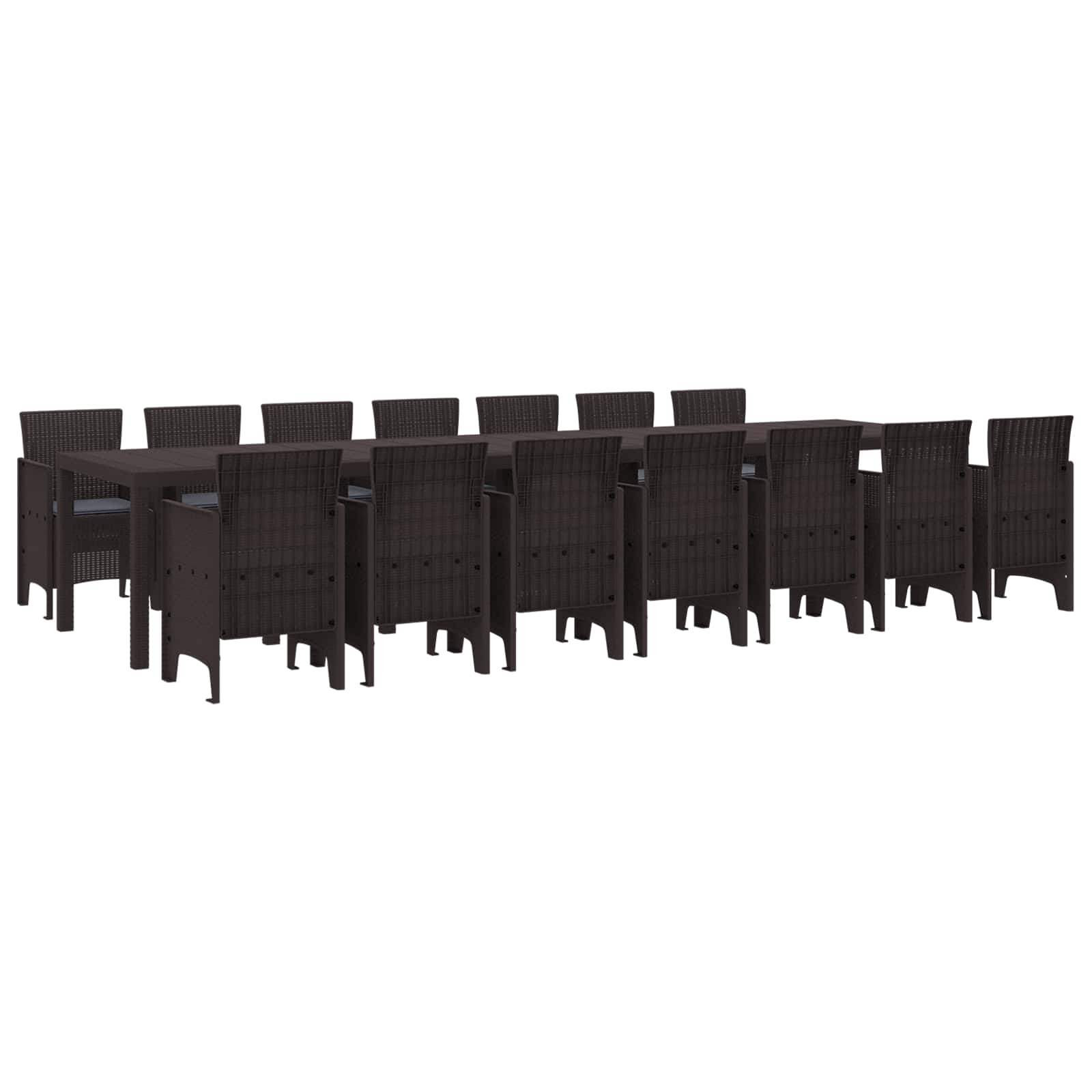 Tuin Eettafelset met kussens met kussen 15 pcs Bruin PP – afbeelding 2