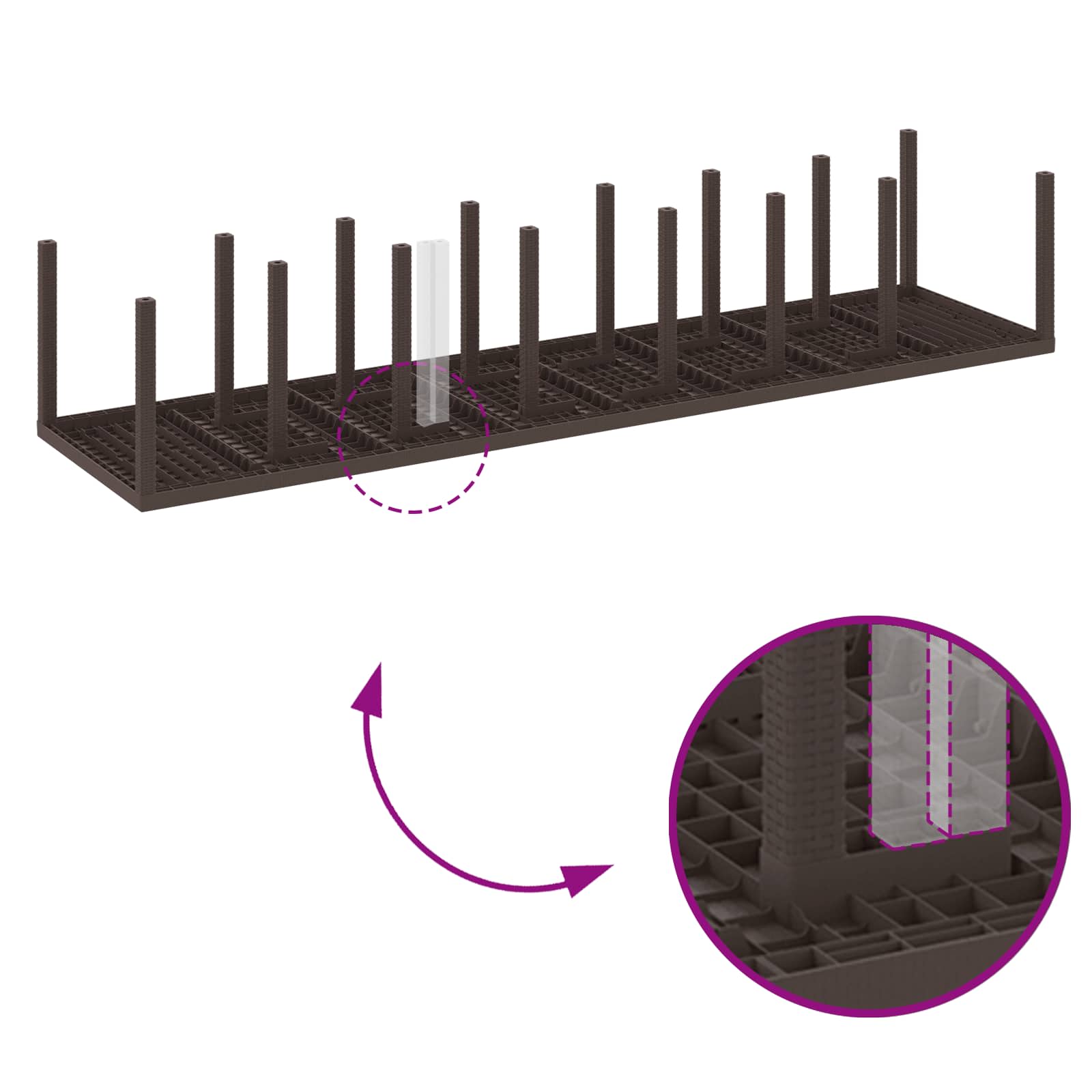 Tuin Eettafelset met kussens met kussen 15 pcs Bruin PP – afbeelding 9