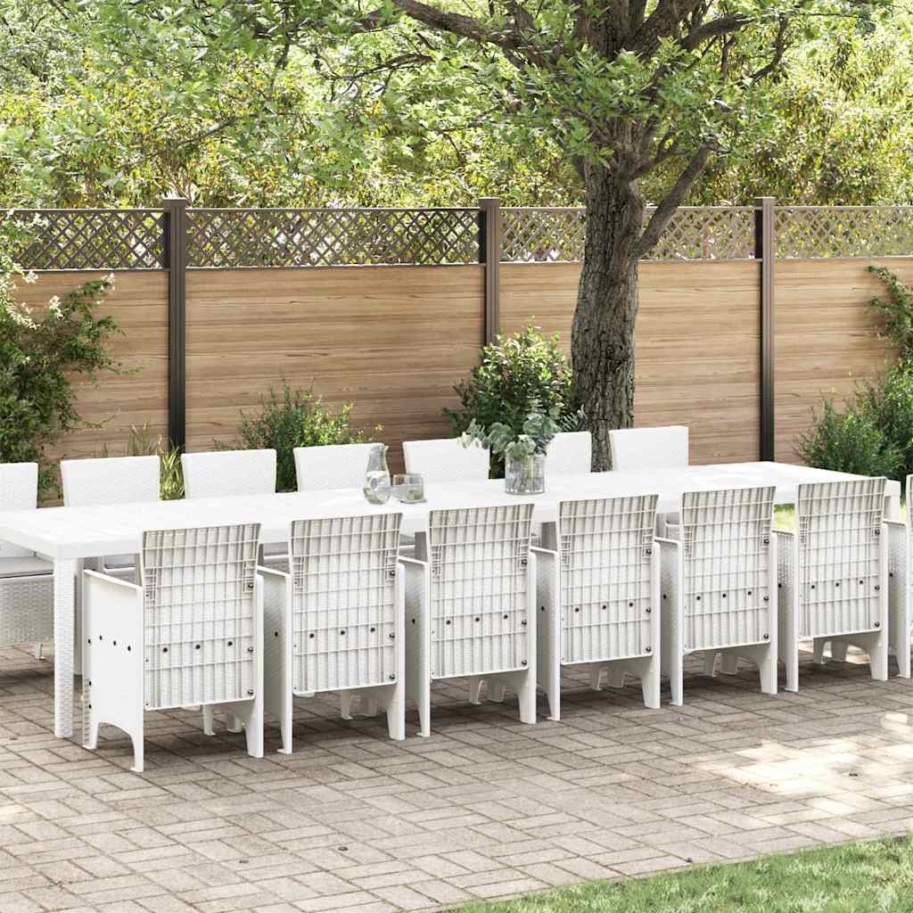 Tuin Eettafelset met kussens 15 st Wit PP – afbeelding 1