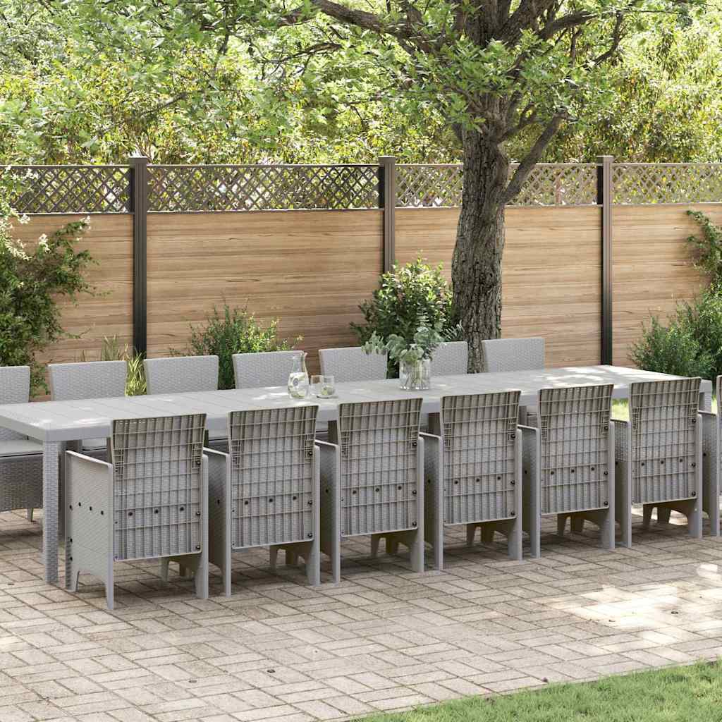 Tuin Eettafelset met kussens 15 st Lichtgrijs PP – afbeelding 1