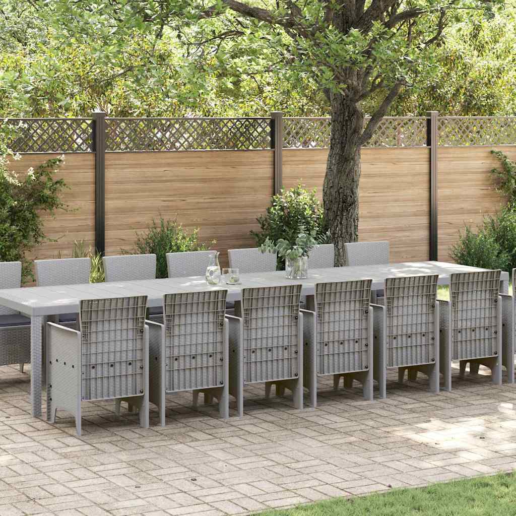 Tuin Eettafelset met kussens 15 st Lichtgrijs PP – afbeelding 1