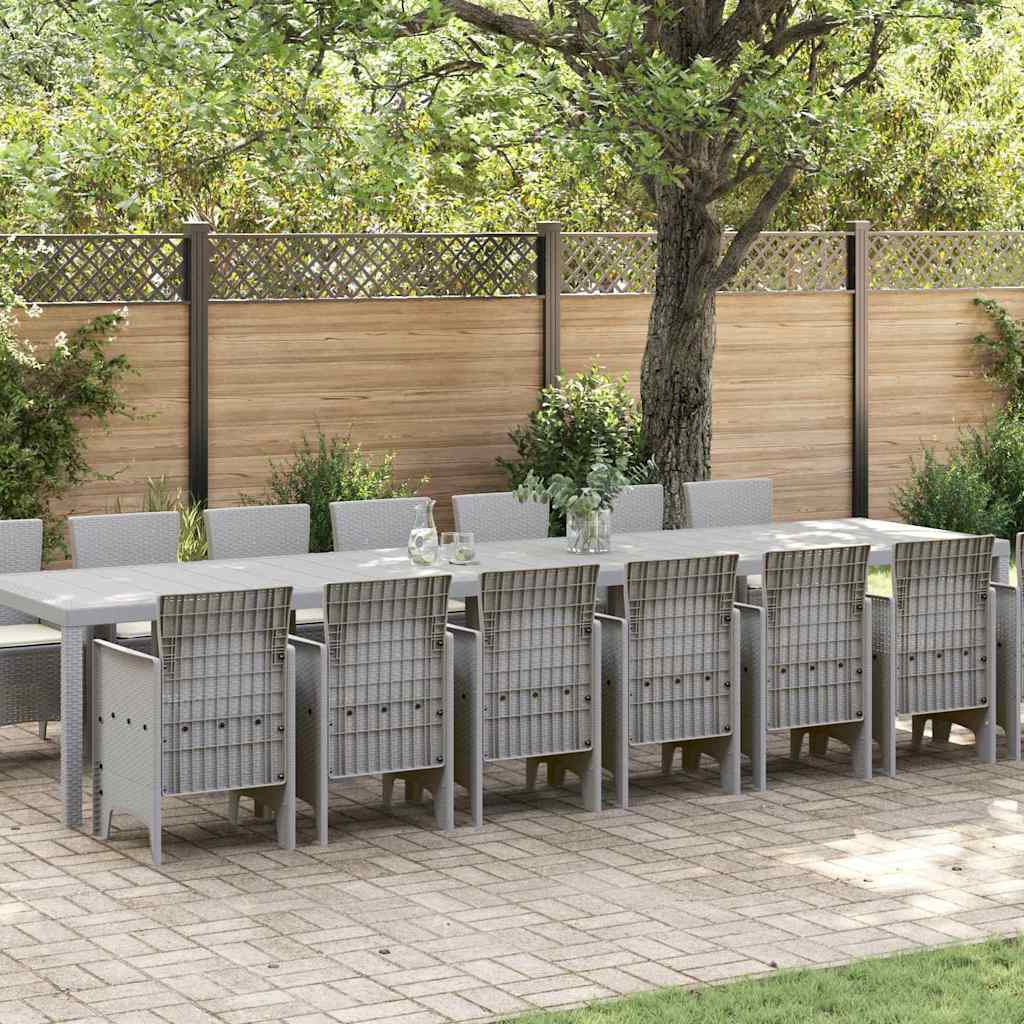 Tuin Eettafelset met kussens 15 st Lichtgrijs PP – afbeelding 1