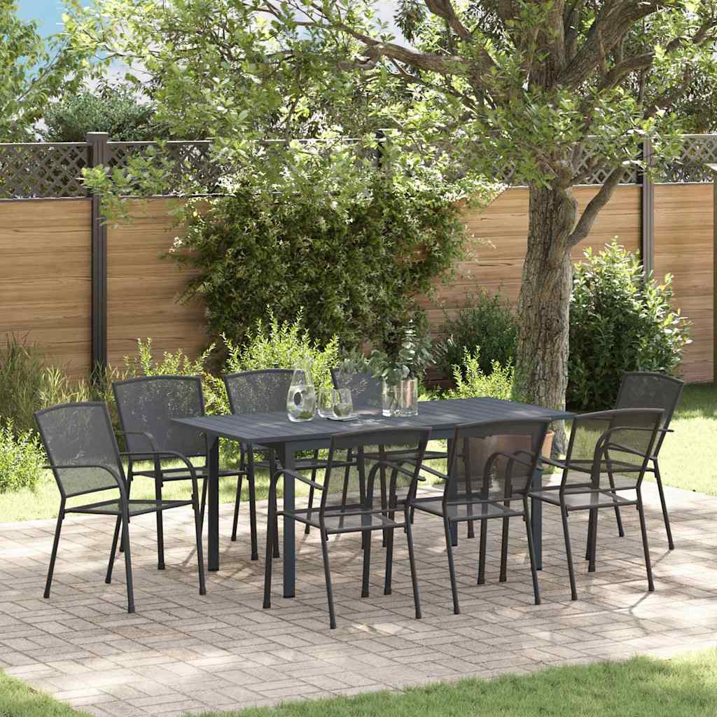 Tuin eettafelset 9 pcs Antraciet Poedercoating staal – afbeelding 1