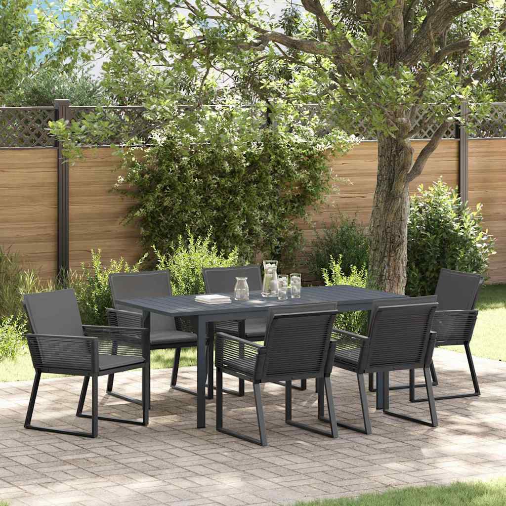 Tuin eettafelset 7 pcs Antraciet poly rattan