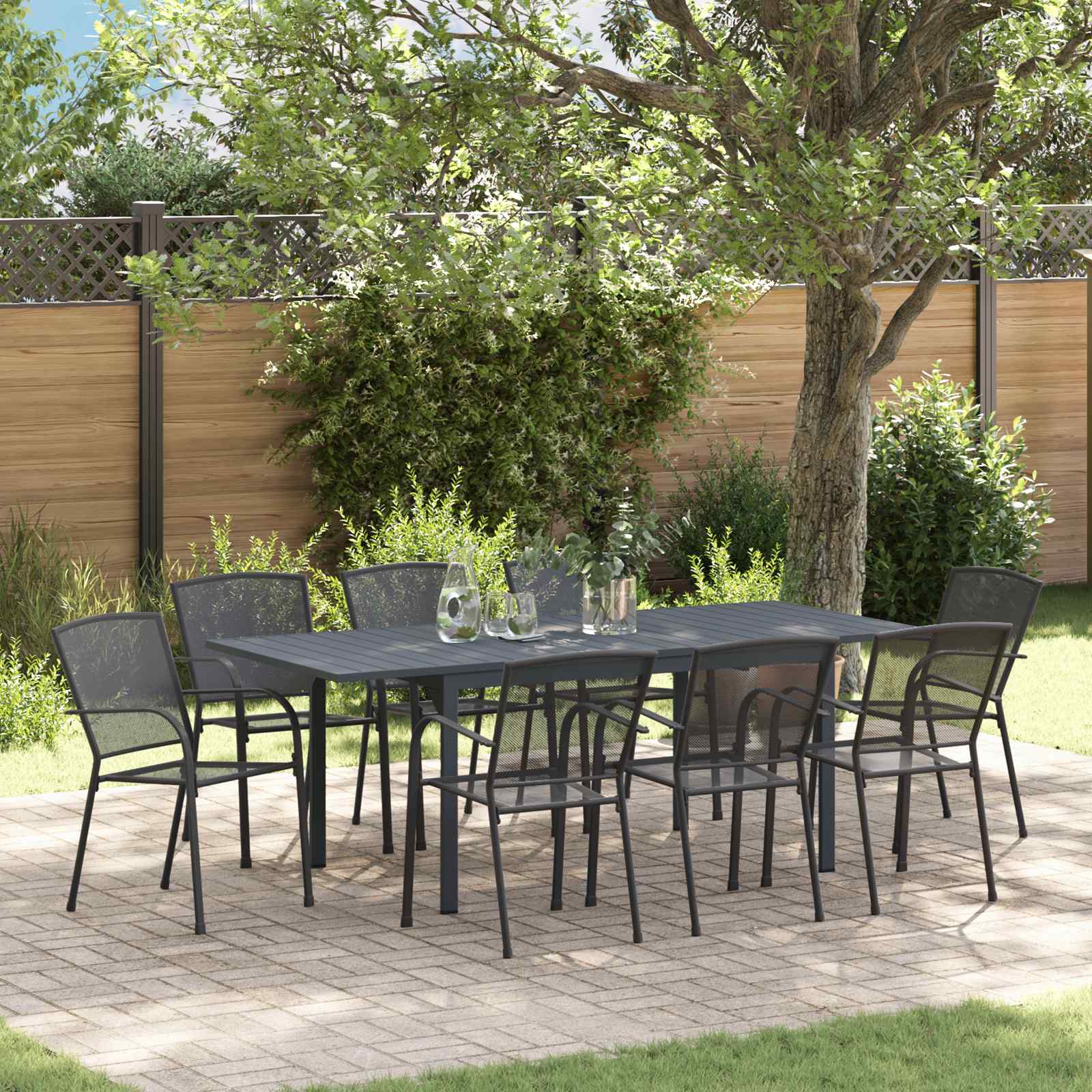 Tuin eettafelset 9 pcs Antraciet Staal – afbeelding 1