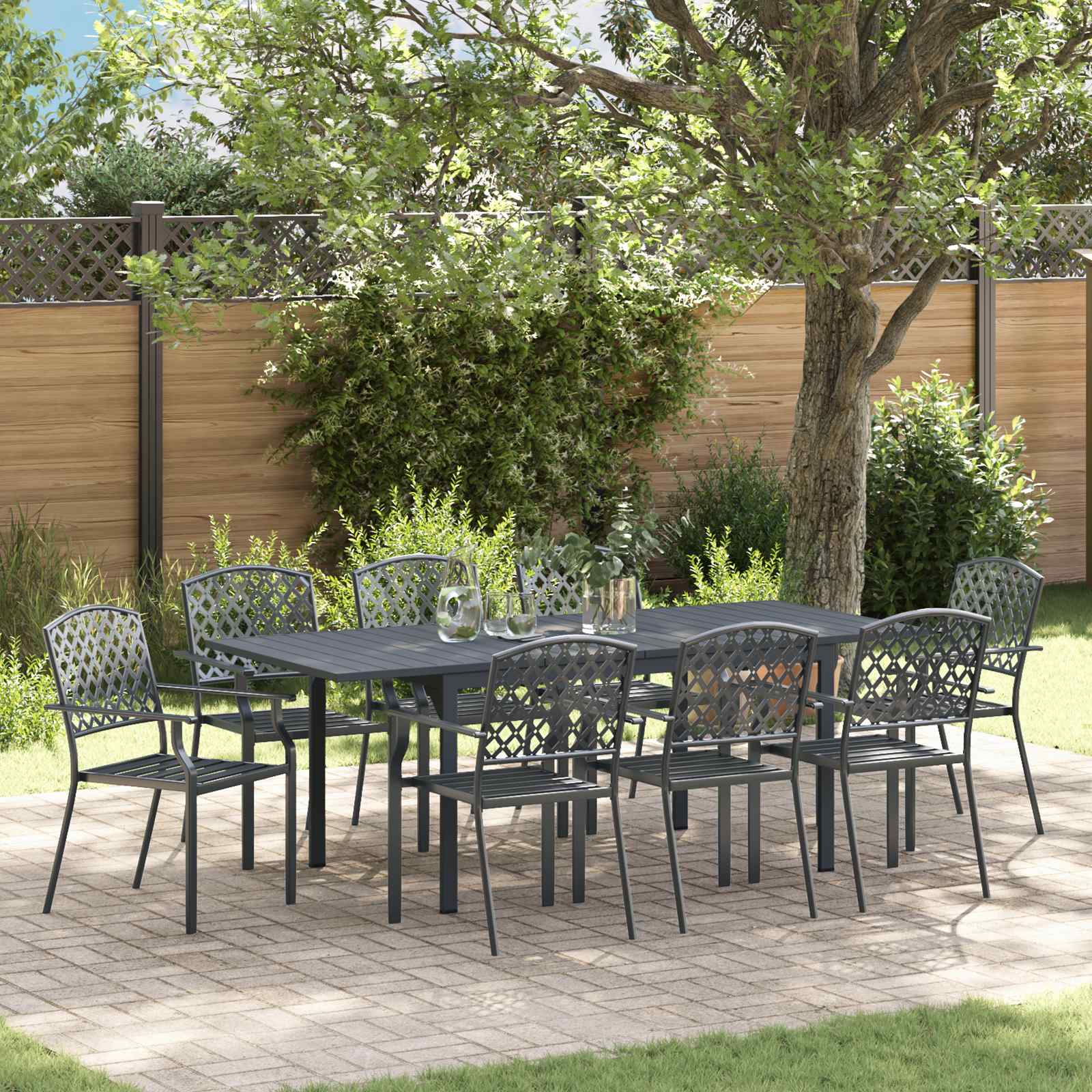 Tuin eettafelset 9 pcs Antraciet Staal – afbeelding 1