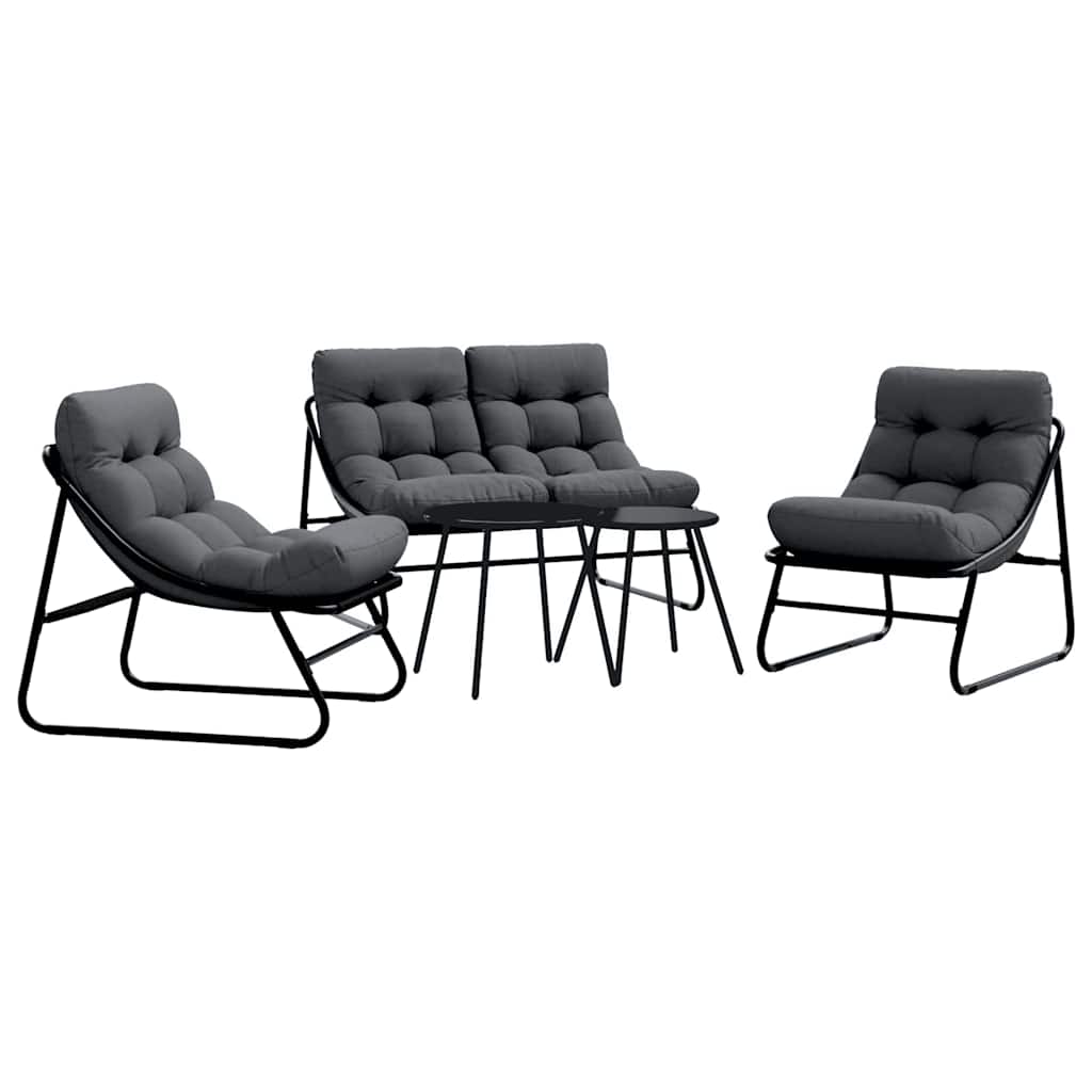 Tuin eettafelset 5 pcs Zwart Staal – afbeelding 2