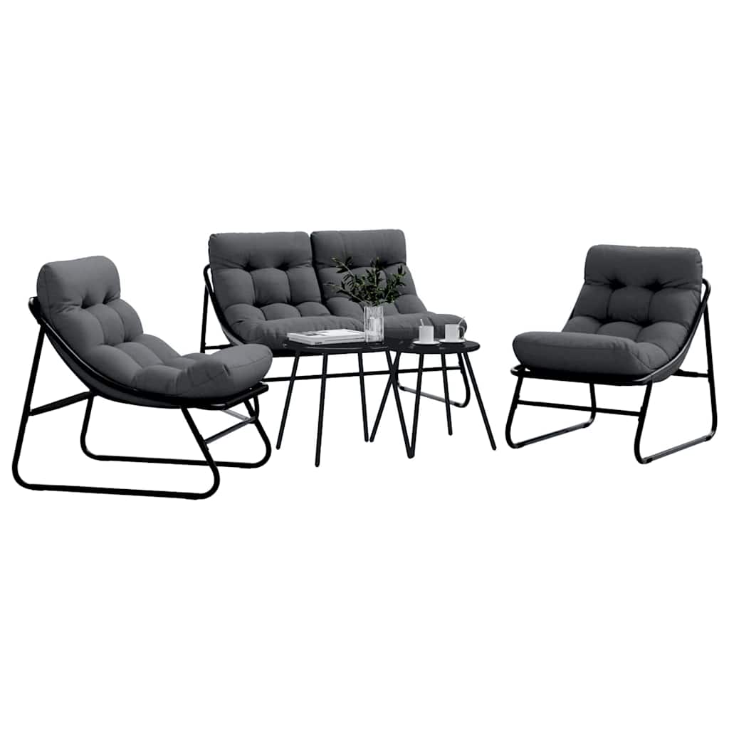 Tuin eettafelset 5 pcs Zwart Staal – afbeelding 3