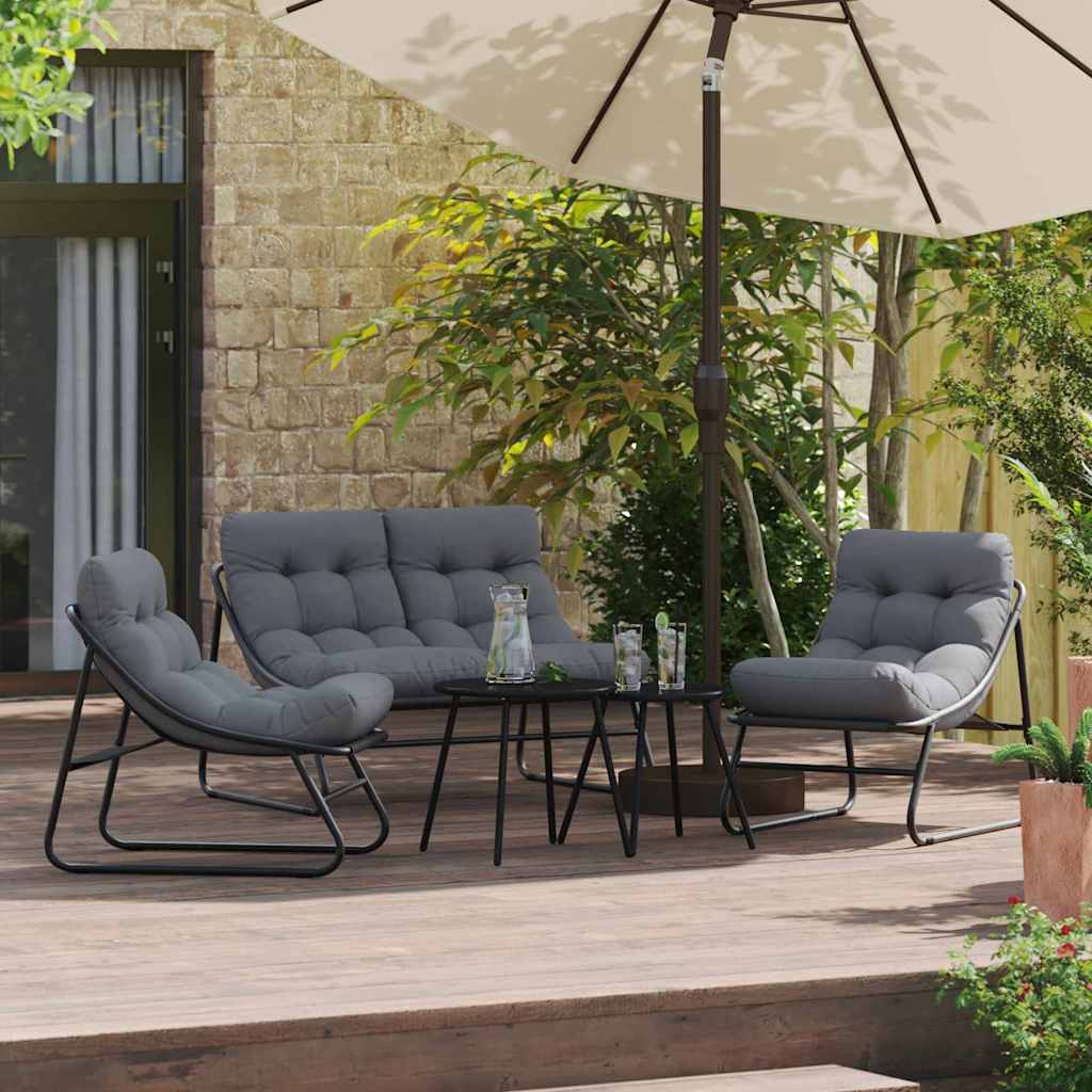 Tuin eettafelset 5 pcs Zwart Staal – afbeelding 4