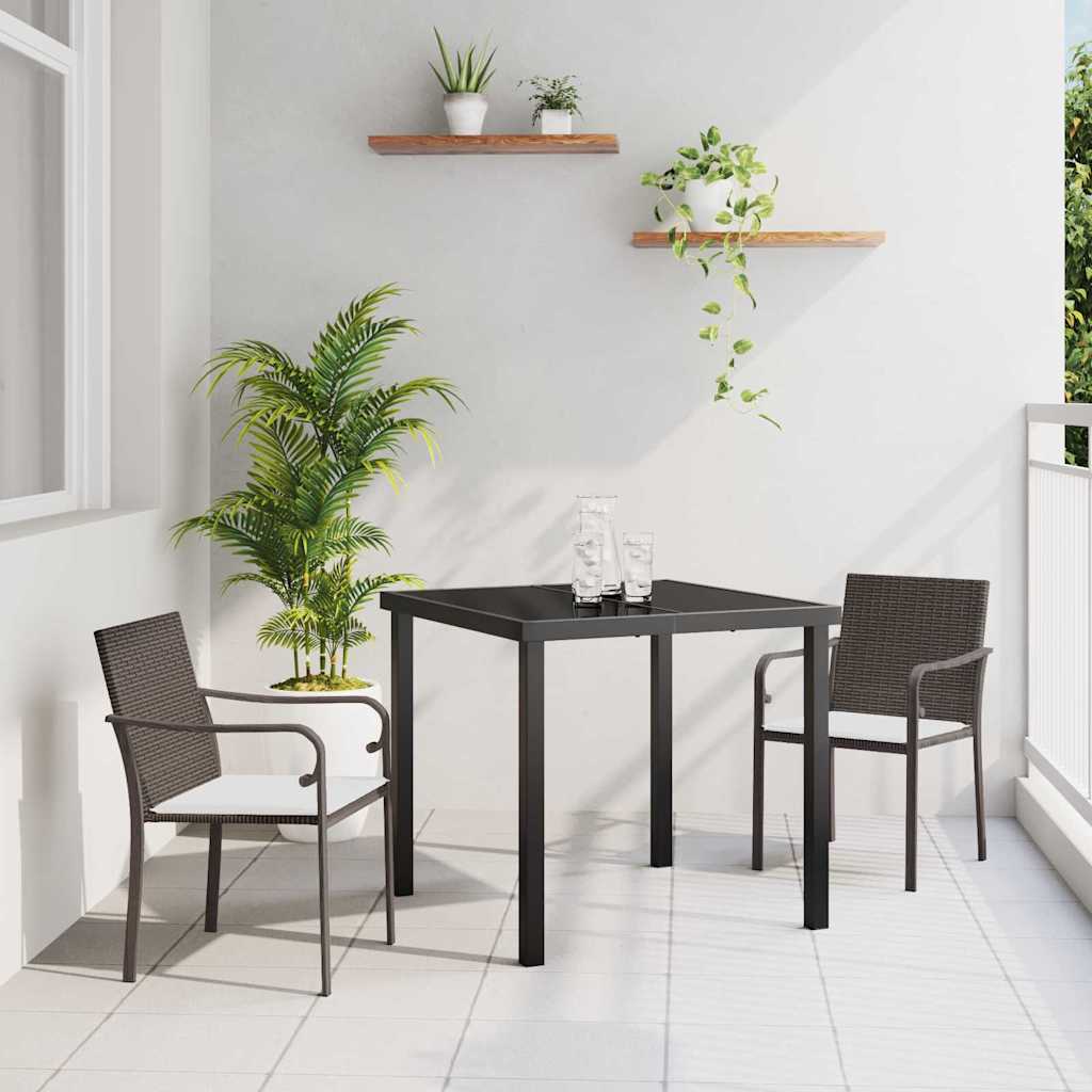 Tuin eettafelset 3 pcs Bruin en zwart PE Rattan – afbeelding 1