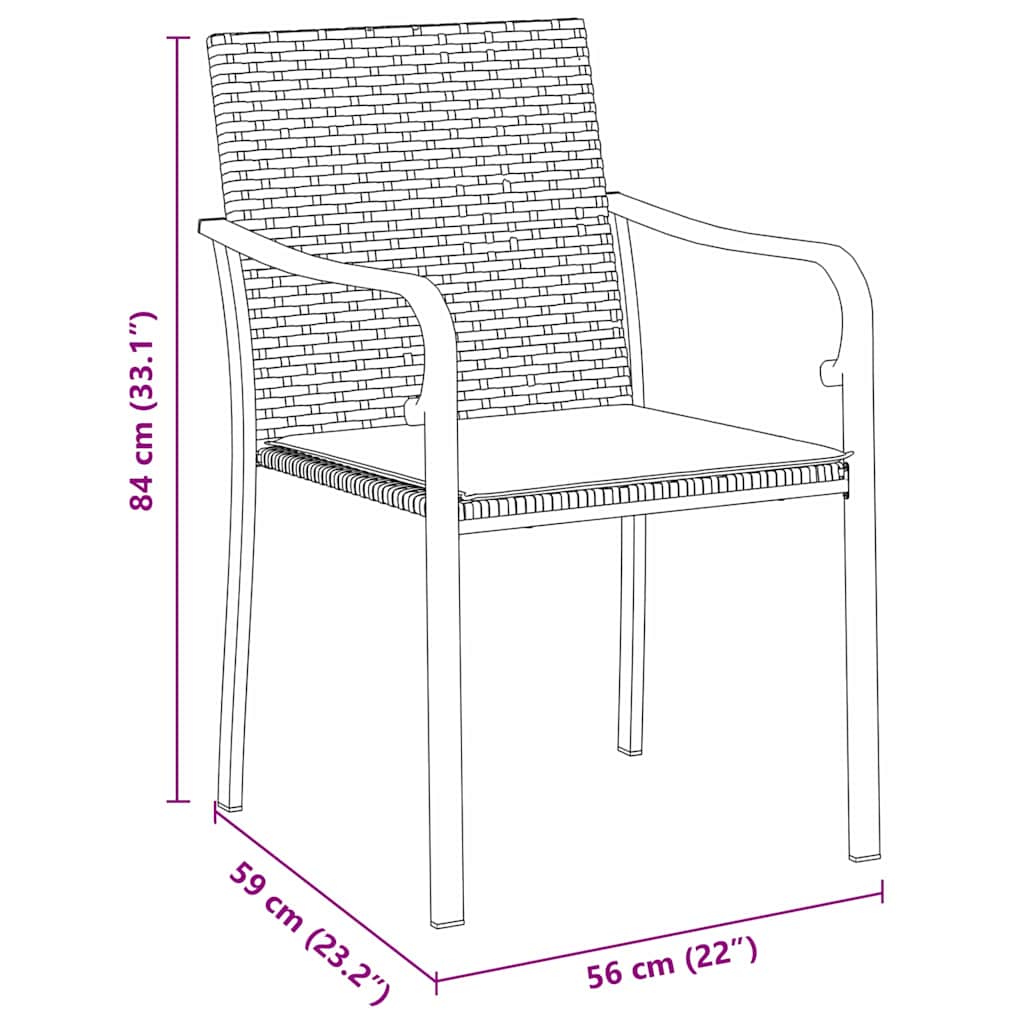 Tuin eettafelset 3 pcs Bruin en zwart PE Rattan – afbeelding 10