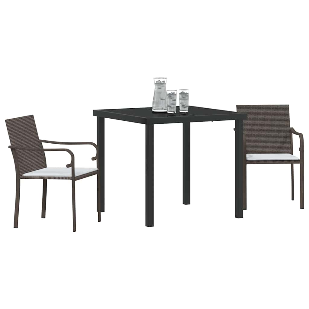 Tuin eettafelset 3 pcs Bruin en zwart PE Rattan – afbeelding 3
