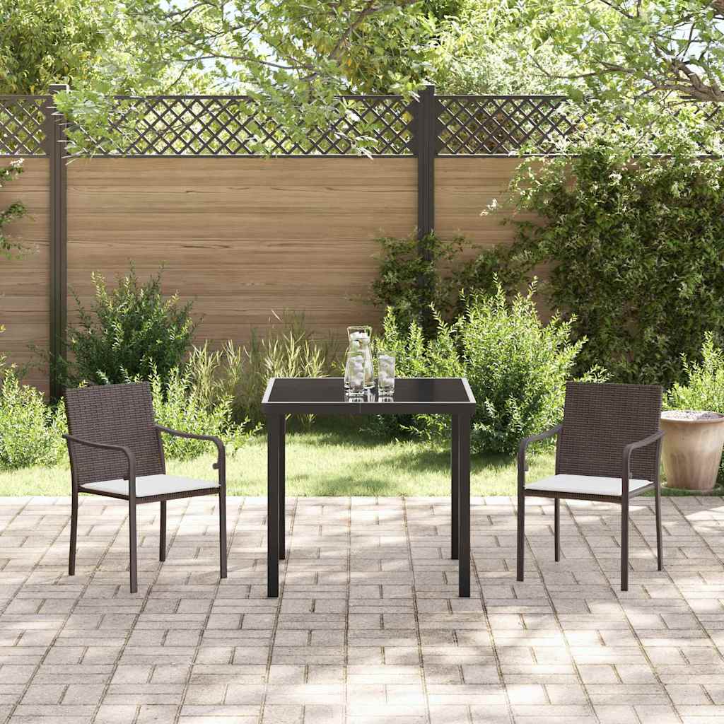 Tuin eettafelset 3 pcs Bruin en zwart PE Rattan – afbeelding 4