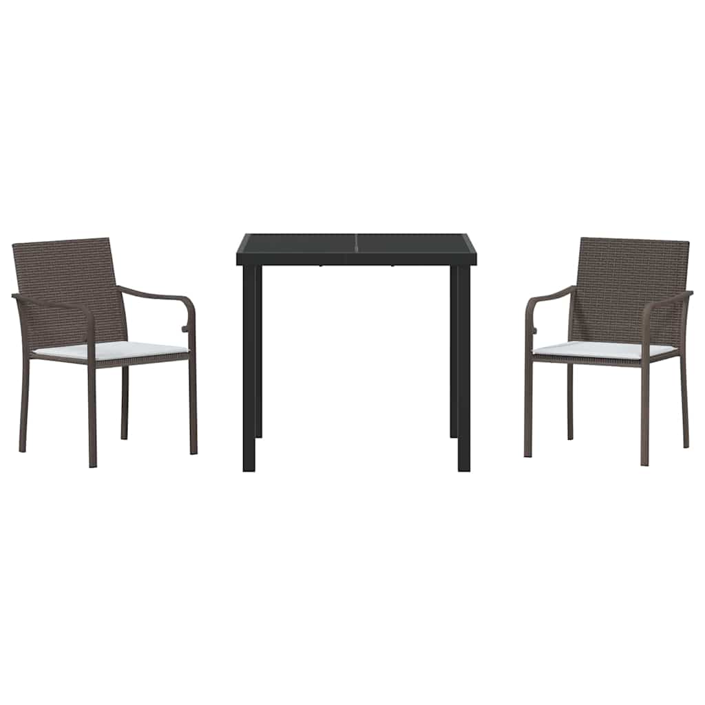 Tuin eettafelset 3 pcs Bruin en zwart PE Rattan – afbeelding 7