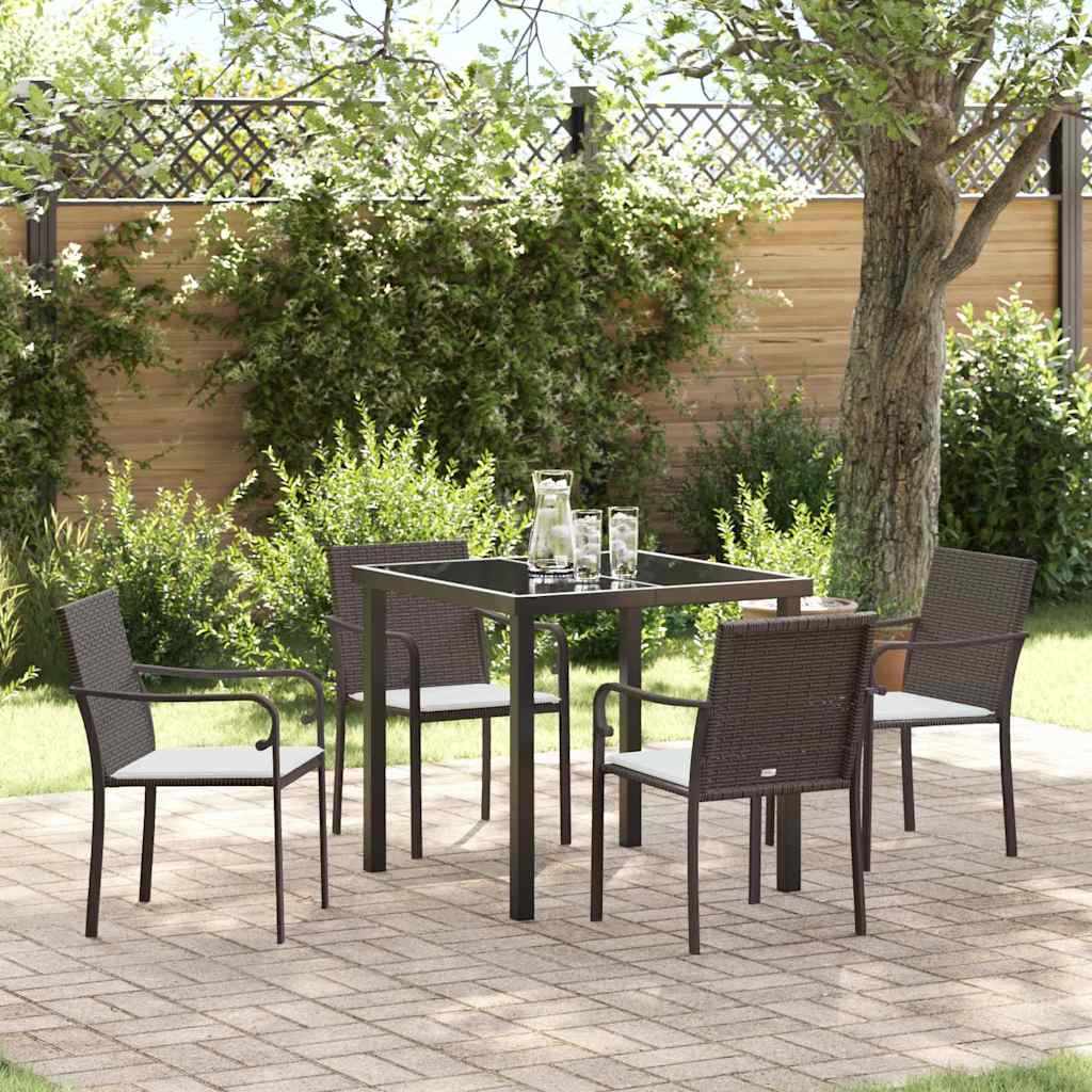 Tuin eettafelset 5 pcs Bruin en zwart PE Rattan – afbeelding 1