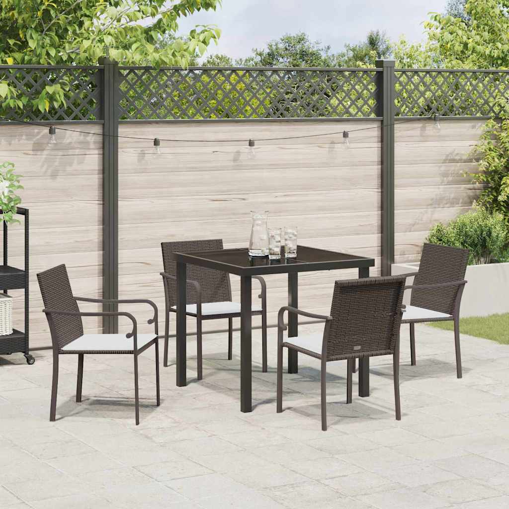 Tuin eettafelset 5 pcs Bruin en zwart PE Rattan – afbeelding 4